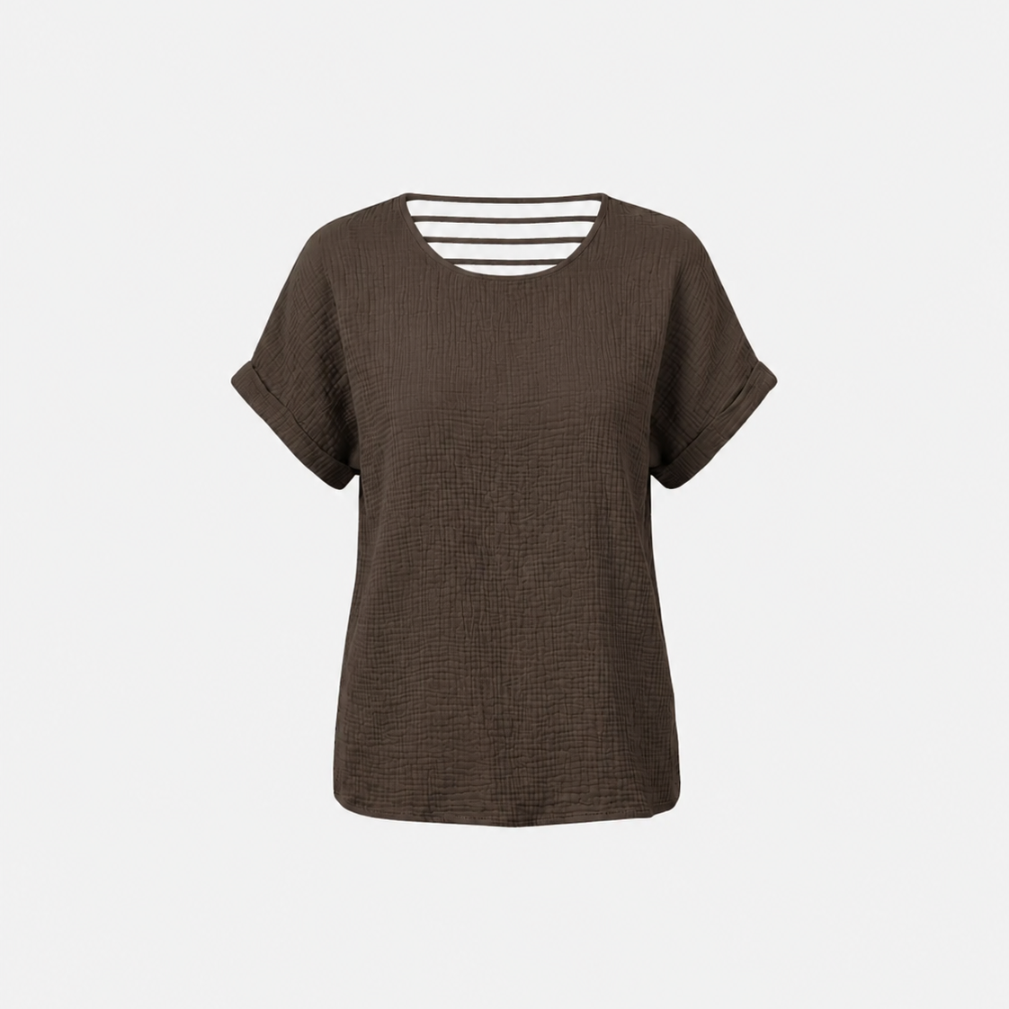 KATOENEN MOUSSELINE TOP CHOCO
