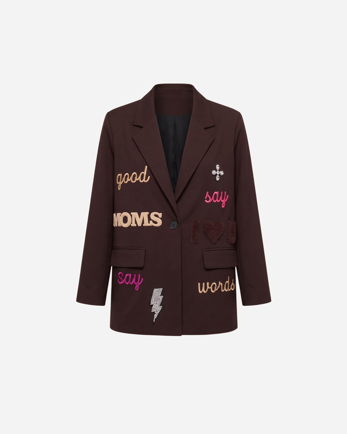SUEDE LOOK WORDS BLAZER BRUIN