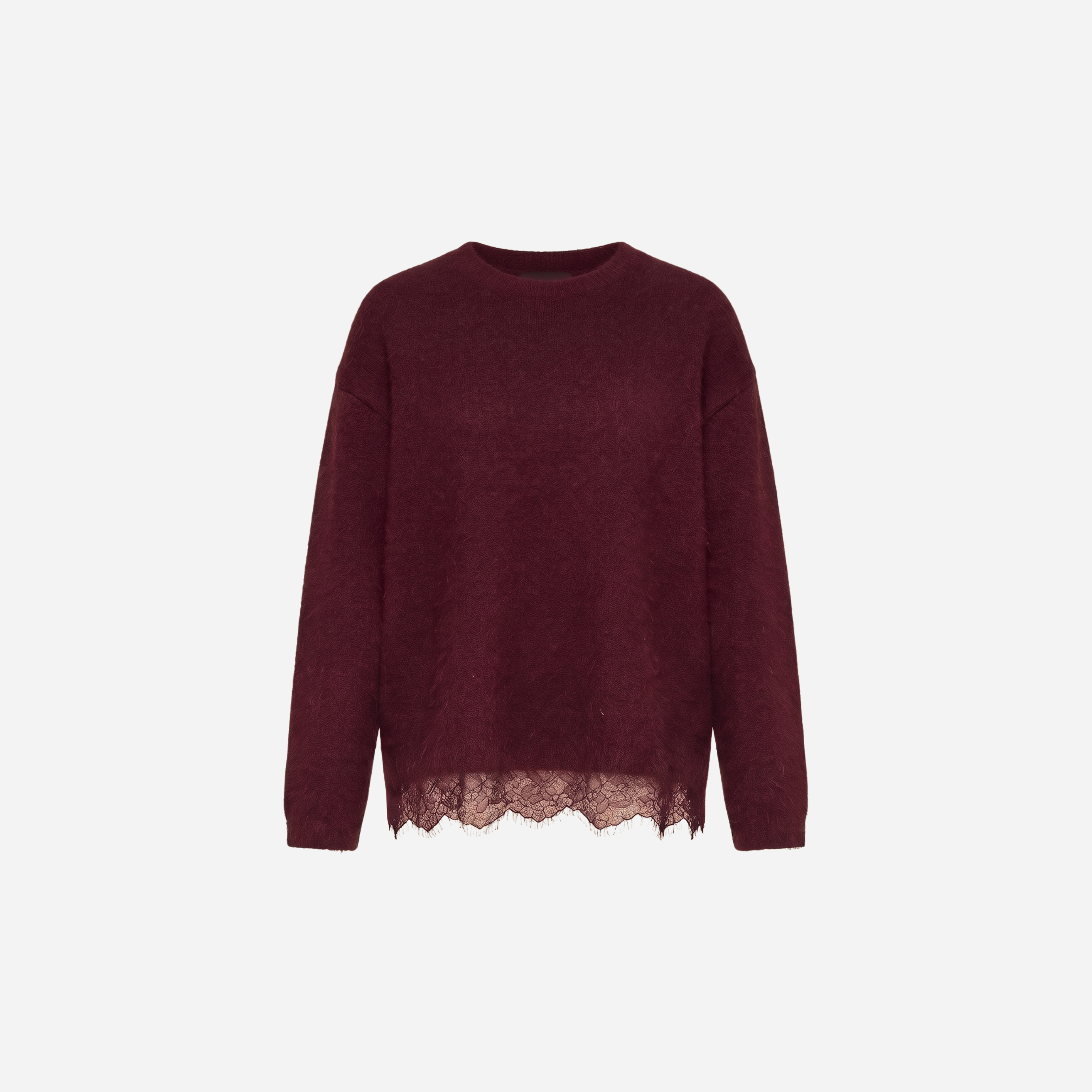 ZACHTE TRUI MET KANT SCHUIN BURGUNDY
