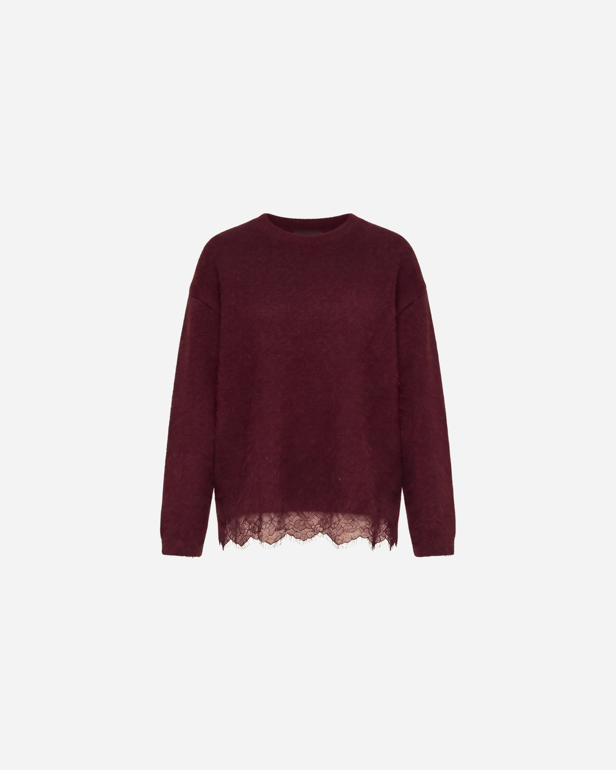 ZACHTE TRUI MET KANT SCHUIN BURGUNDY