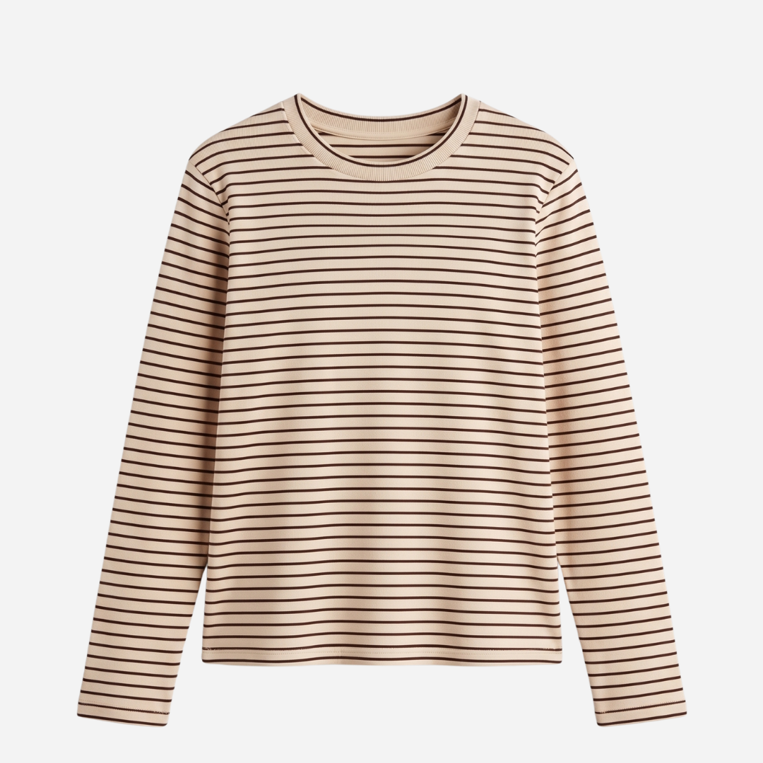 STREEPJES LONGSLEEVE LINNIES THE LABEL BEIGE/BURGUNDY