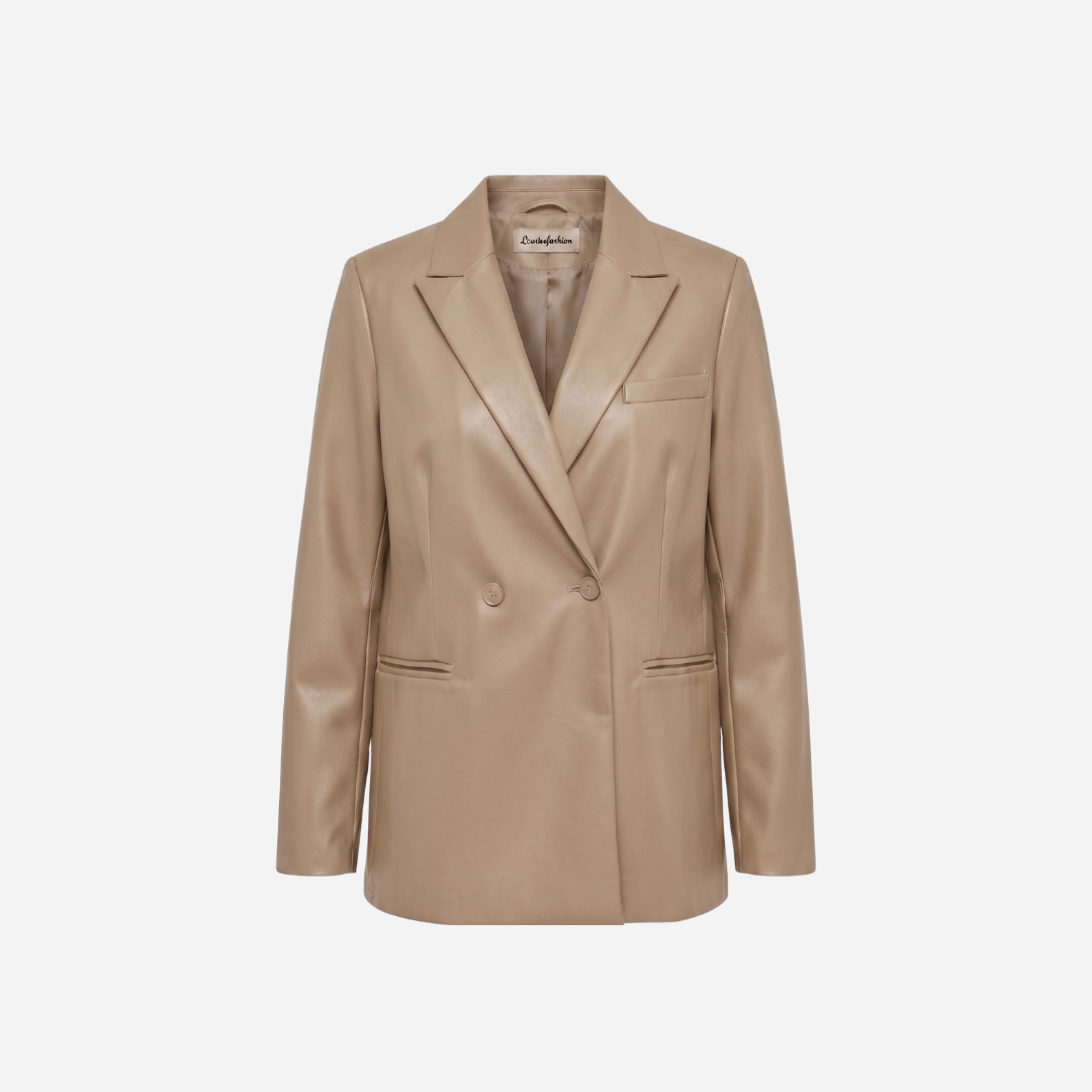 LINNIES LEATHER LOOK BLAZER BEIGE