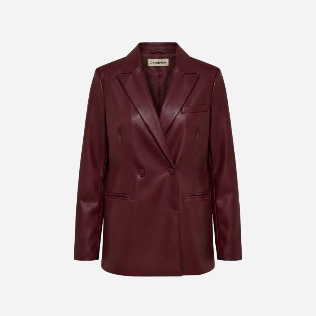 LINNIES LEATHER LOOK BLAZER BURGUNDY