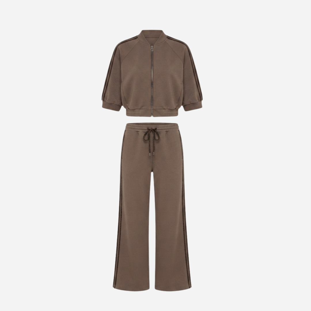 SPORTI STREEP SET MET VEST TAUPE