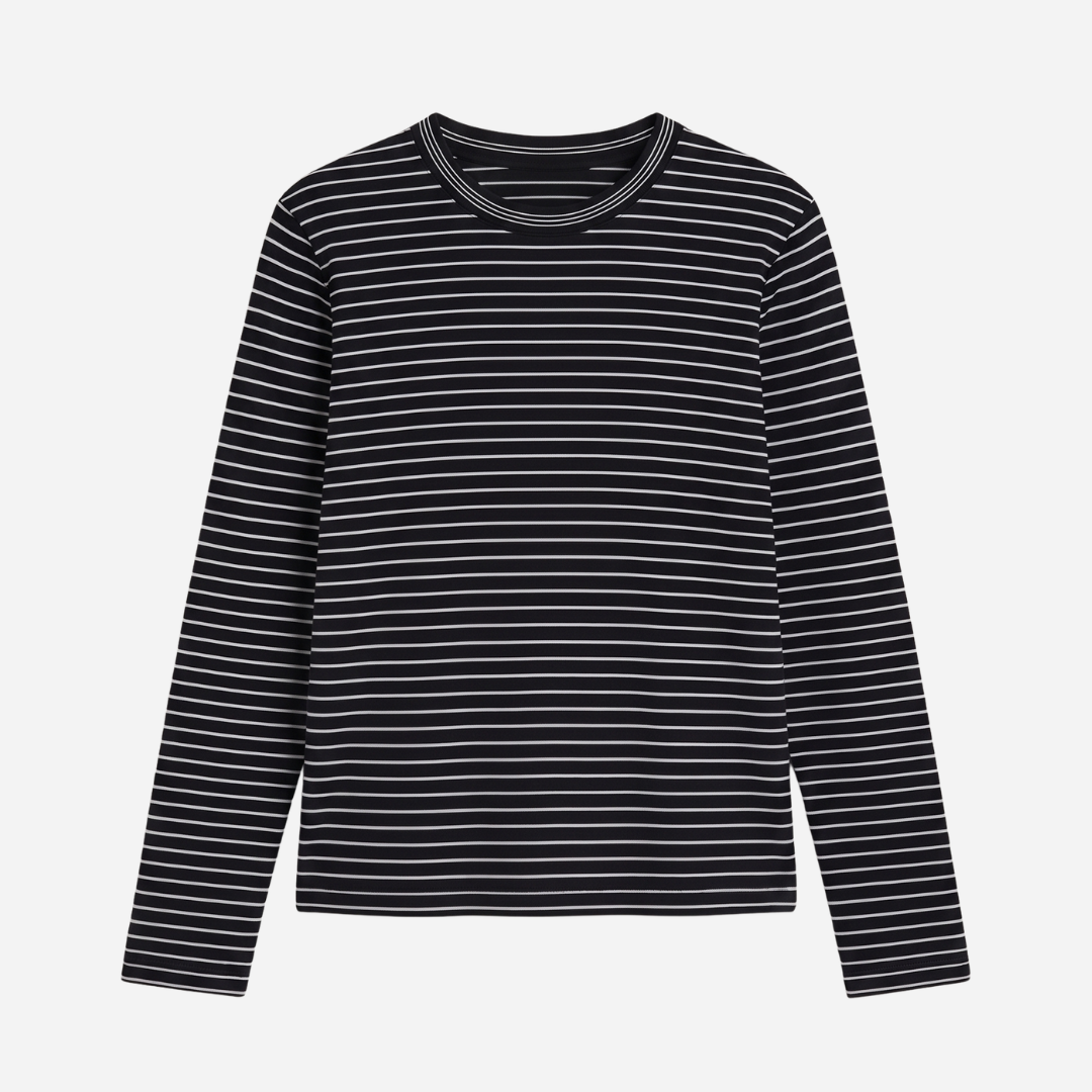 STREEPJES LONGSLEEVE LINNIES THE LABEL ZWART/BEIGE
