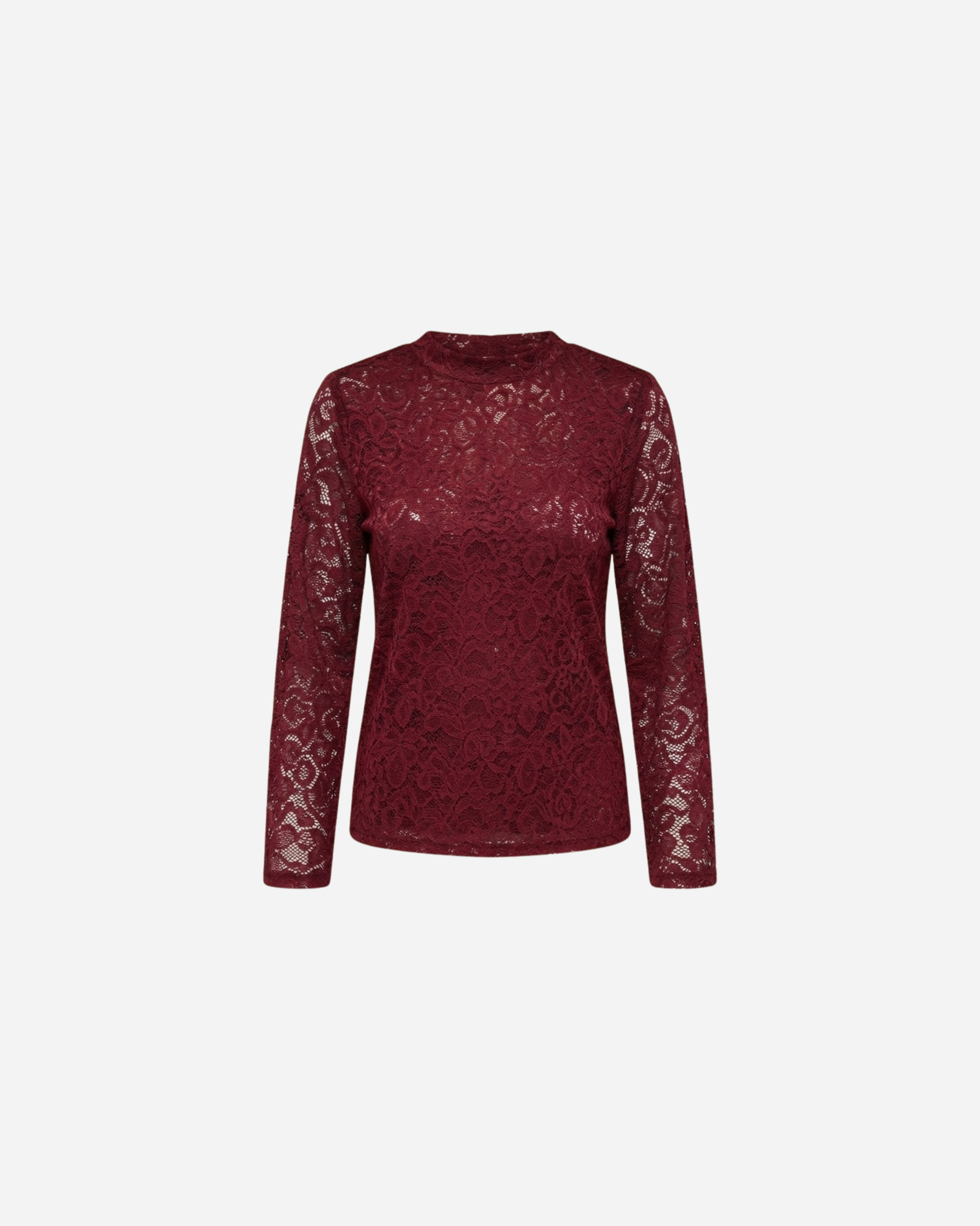 LACE TOP MET TROMPET MOUW BORDEAUX