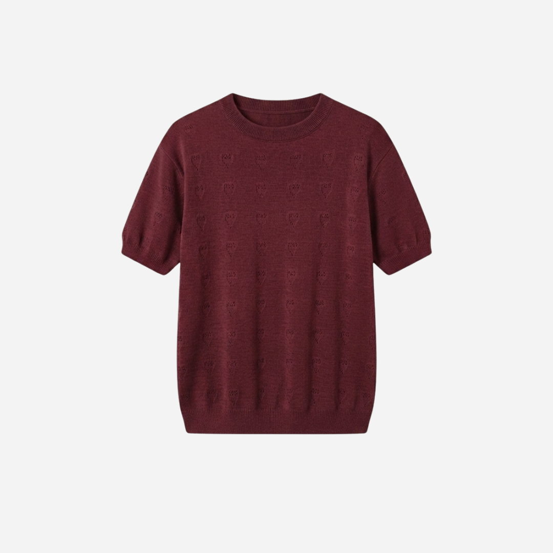 ZACHTE TOP MET HARTJES BURGUNDY