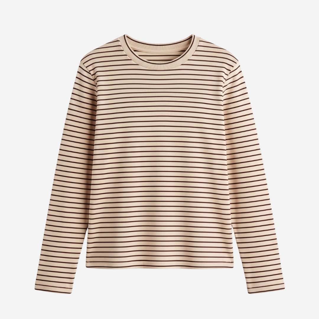 STREEPJES LONGSLEEVE LINNIES THE LABEL BEIGE/ESPRESSO