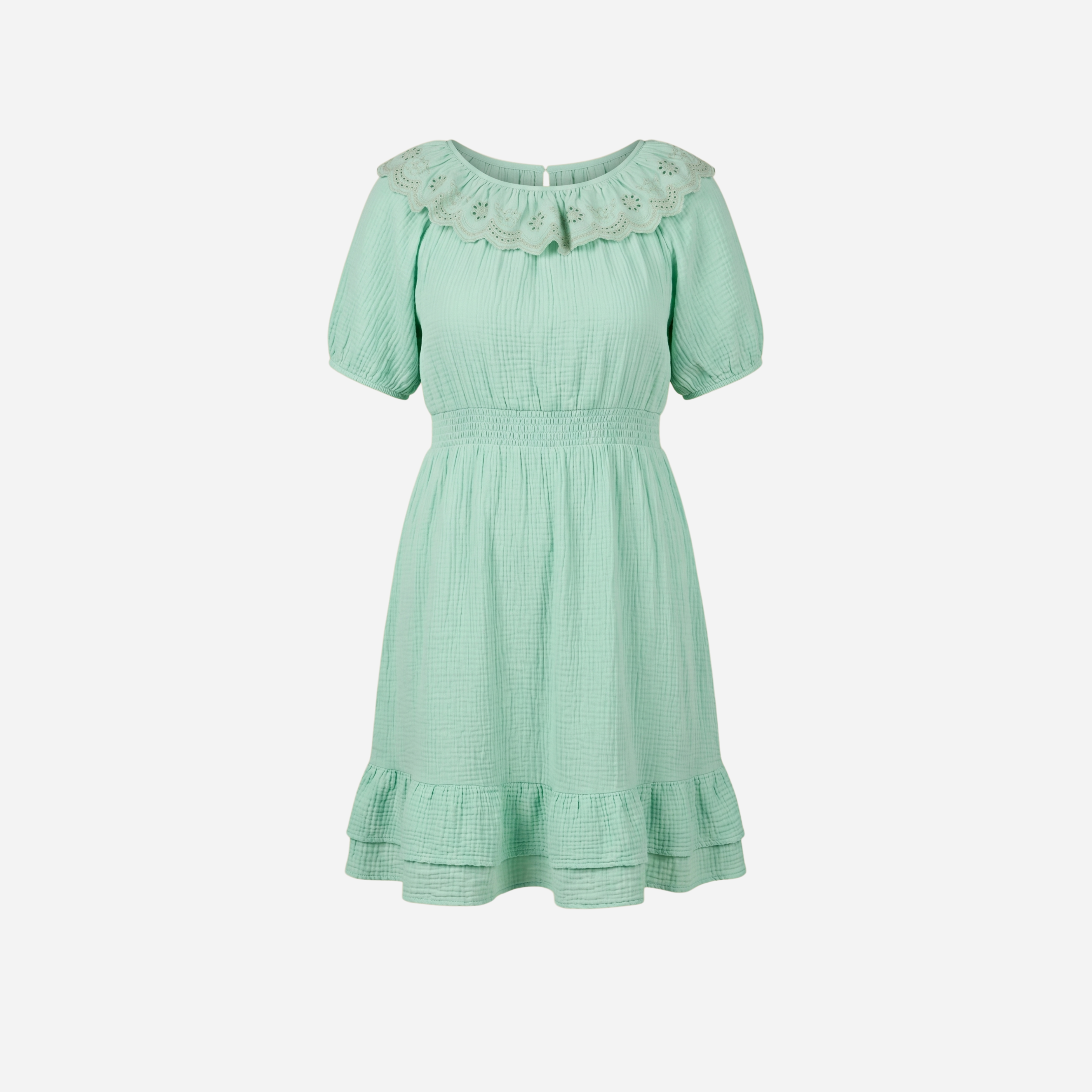 MOUSSELINE BRODERIE JURK MINT