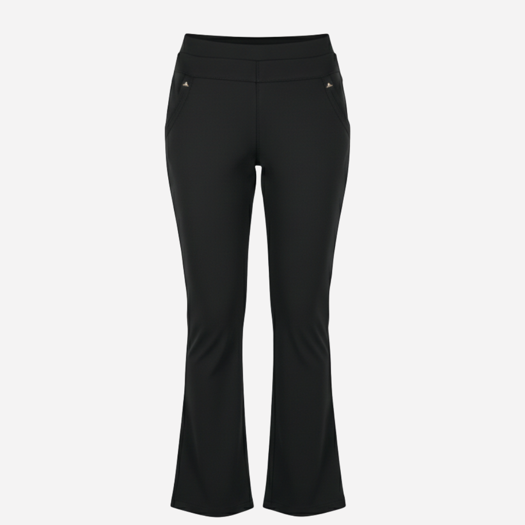 FLARED TRAVEL TROUSER - ZWART