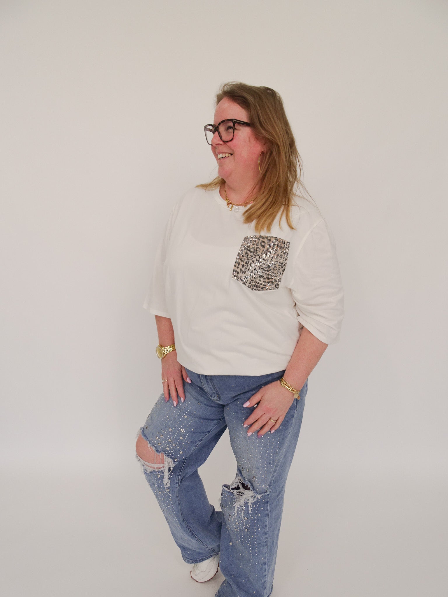 T-SHIRT MET GLITTERZAKJE - 1988