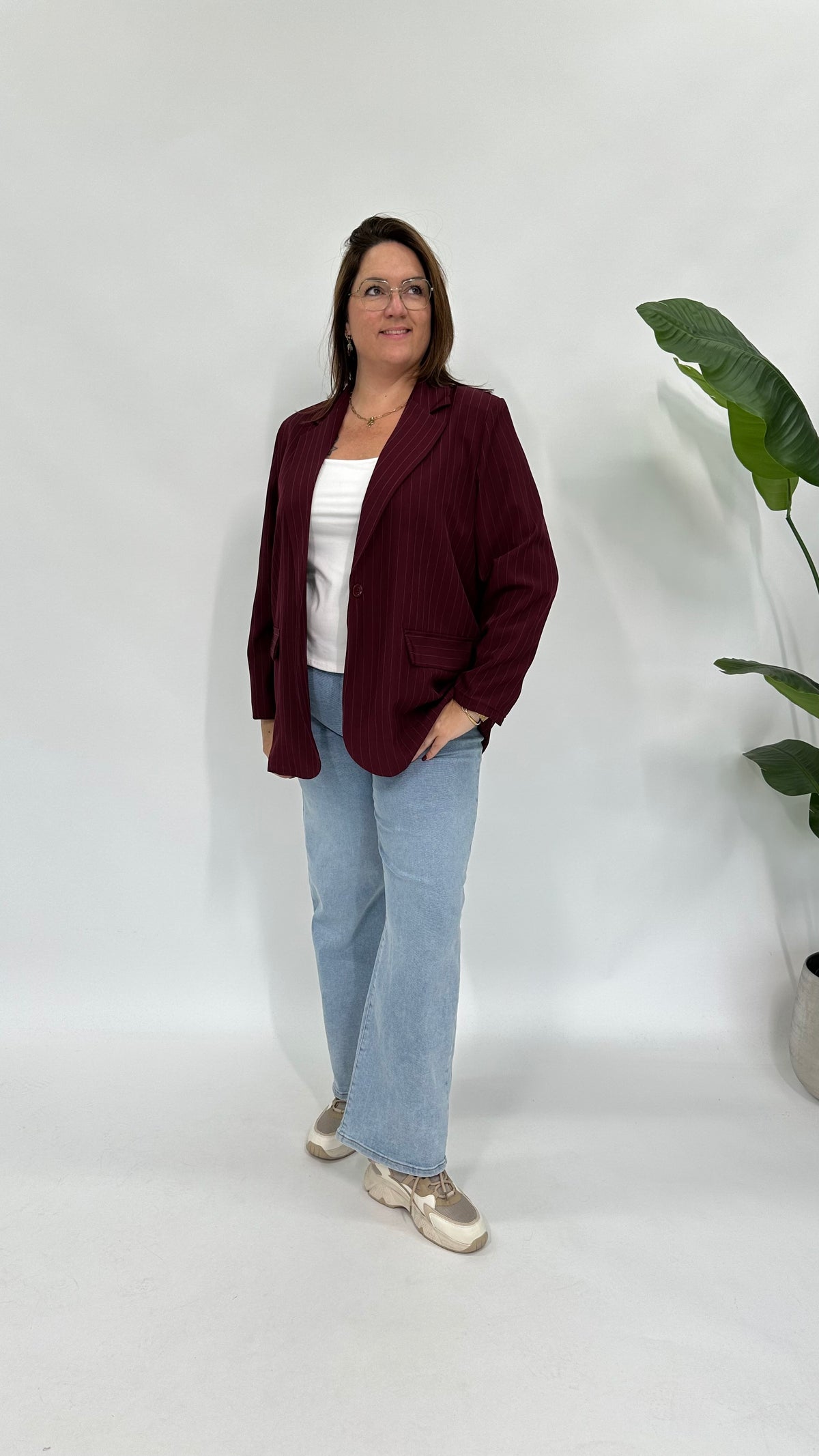 LA KRIJTSTREEP BLAZER BURGUNDY