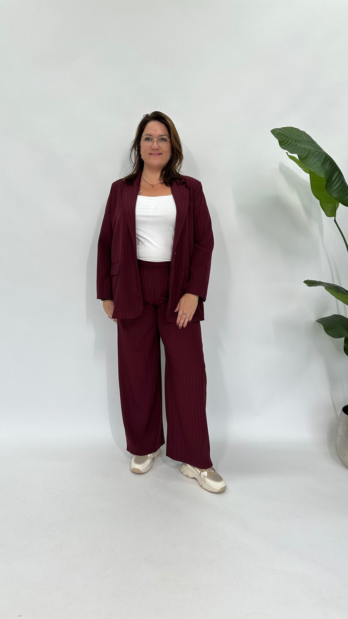 LA KRIJTSTREEP BLAZER BURGUNDY