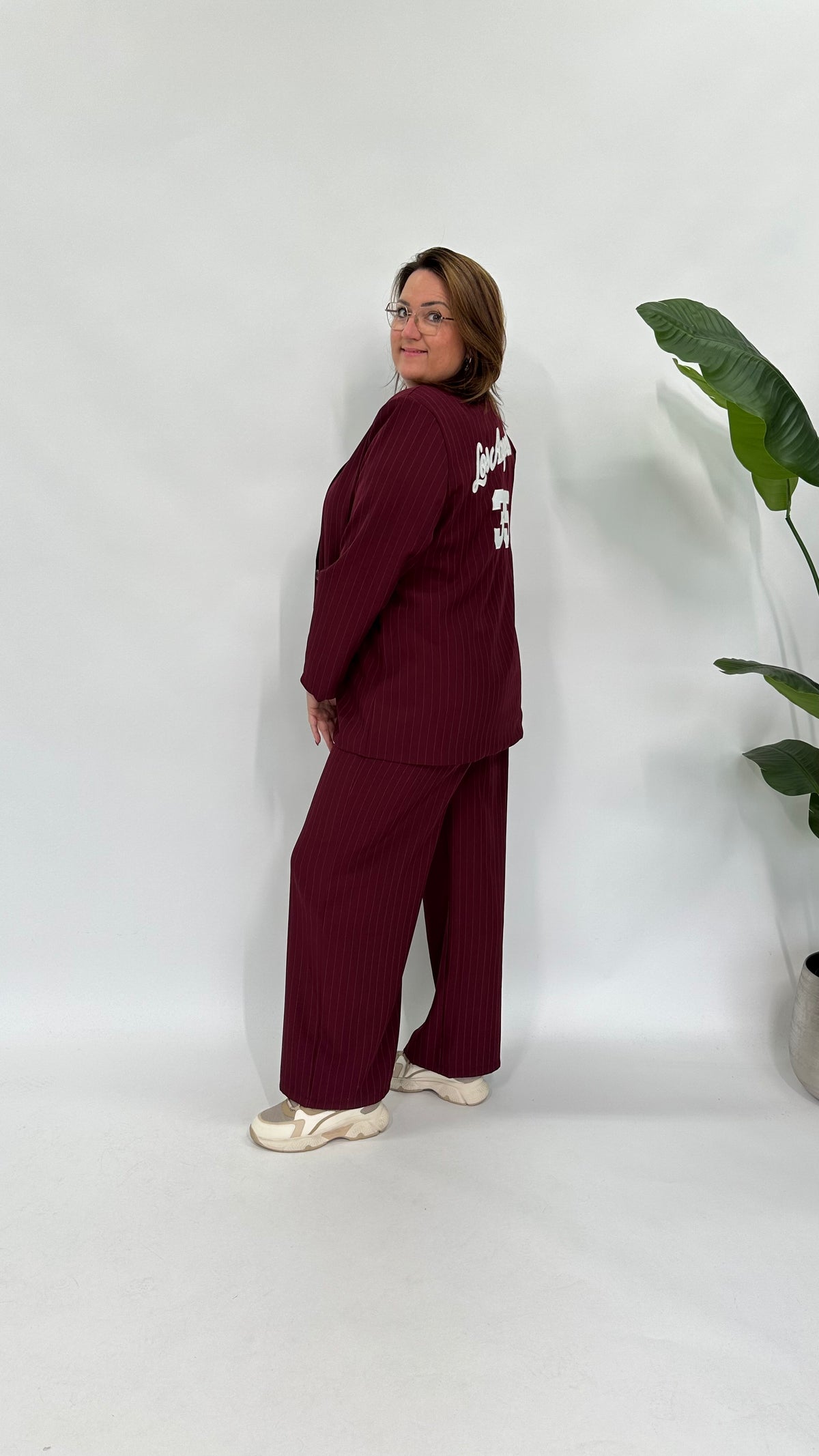 LA KRIJTSTREEP BLAZER BURGUNDY