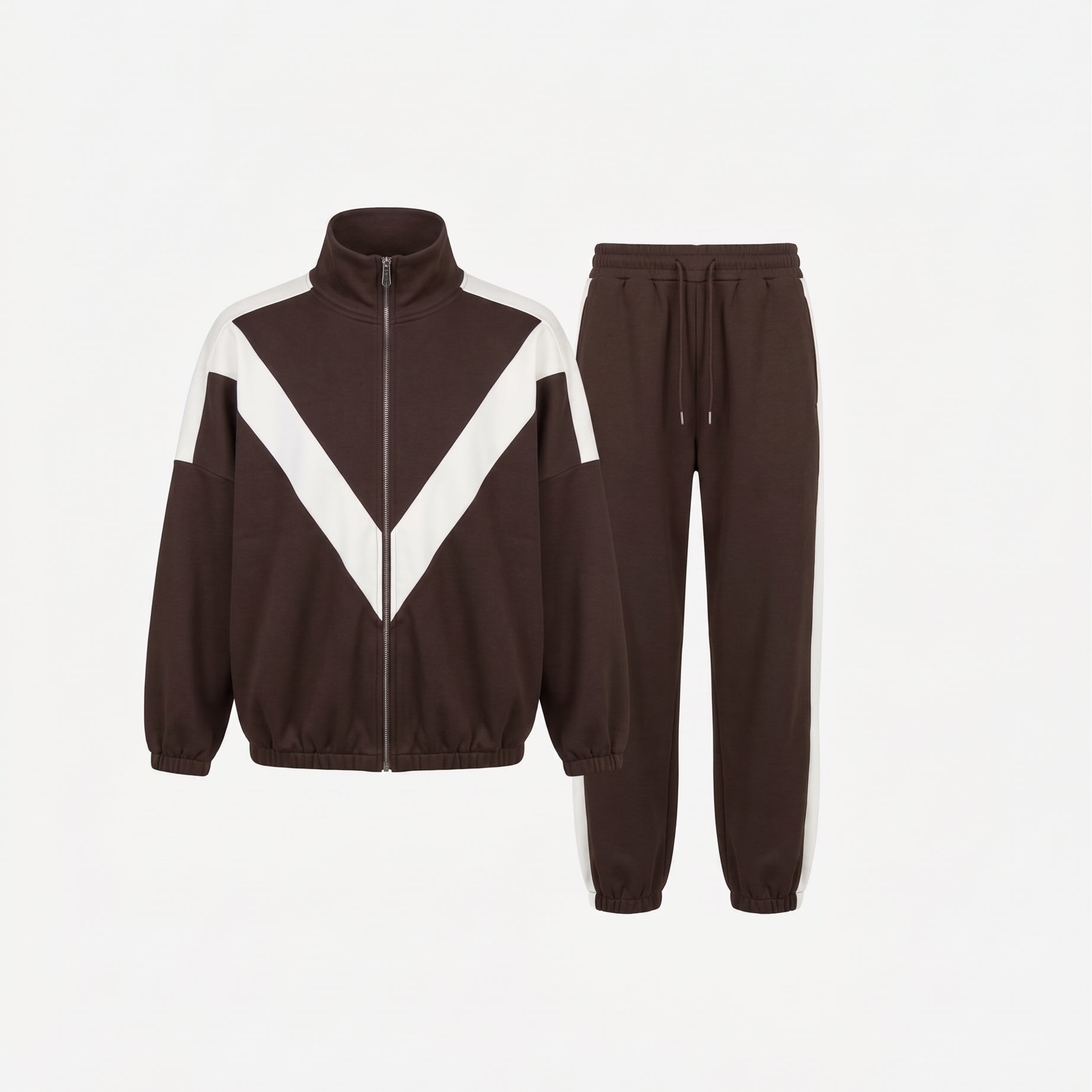 BREDE STREEP JOGGER SET ESPRESSO