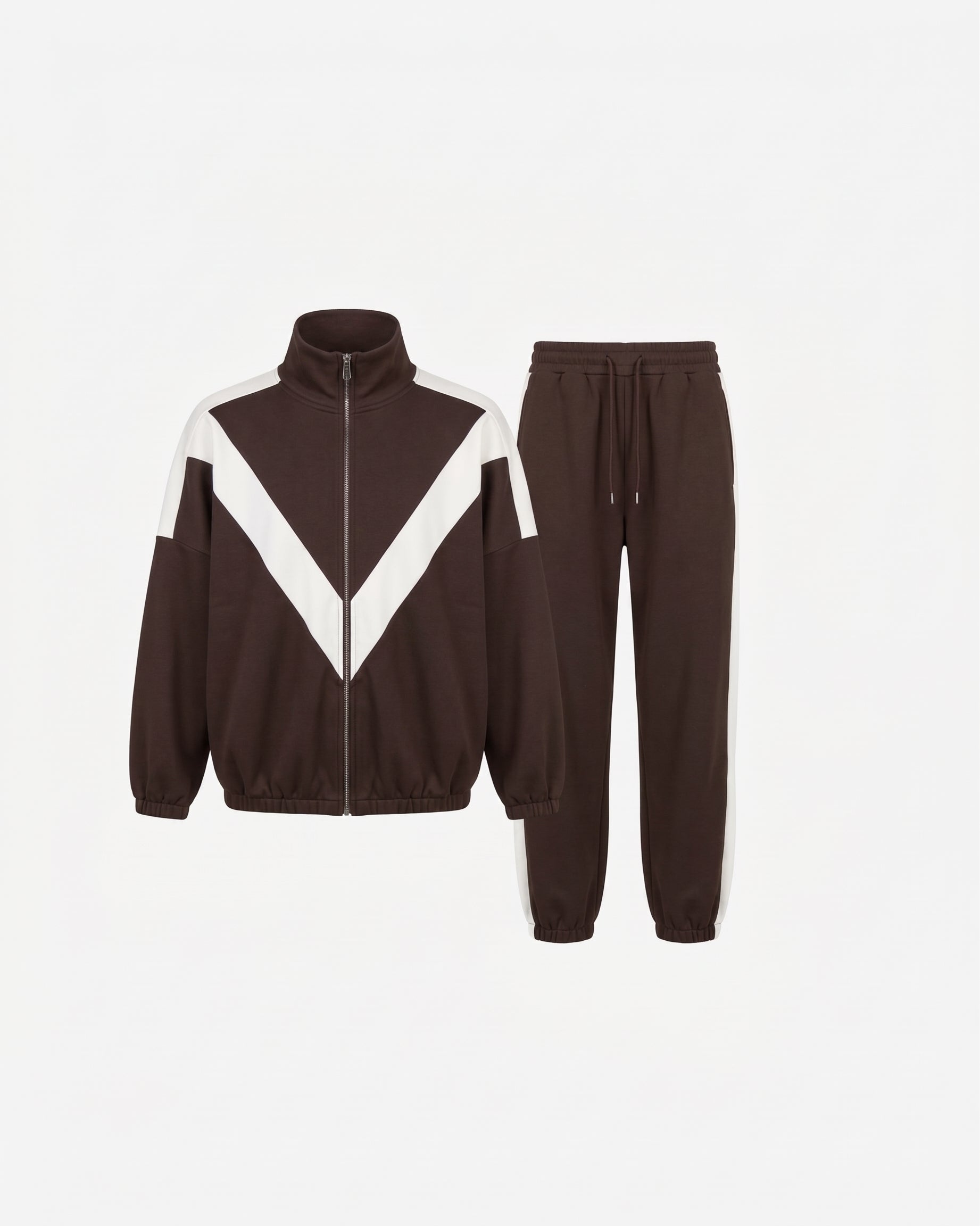 BREDE STREEP JOGGER SET ESPRESSO