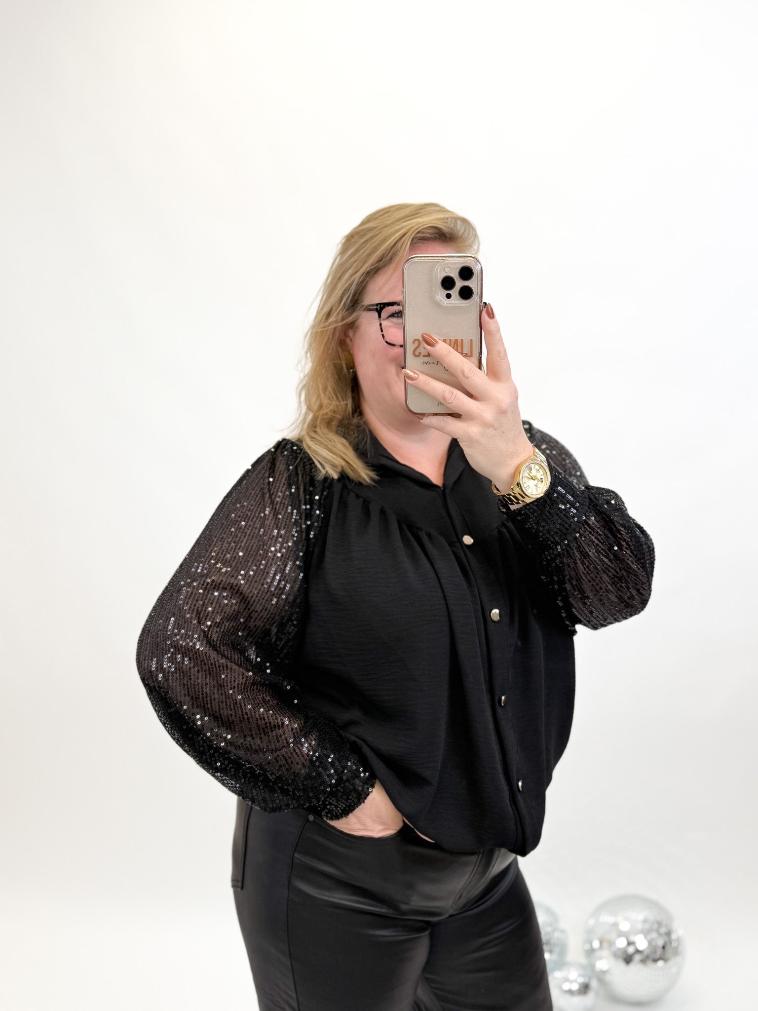 LISA BLOUSE GLITTER MOUW - 1877