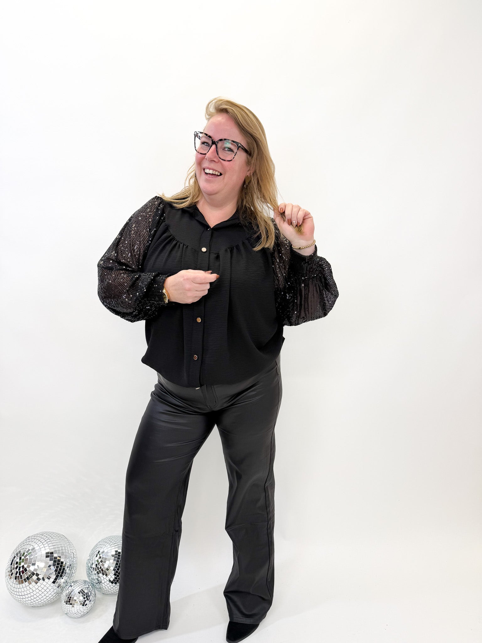 LISA BLOUSE GLITTER MOUW - 1877