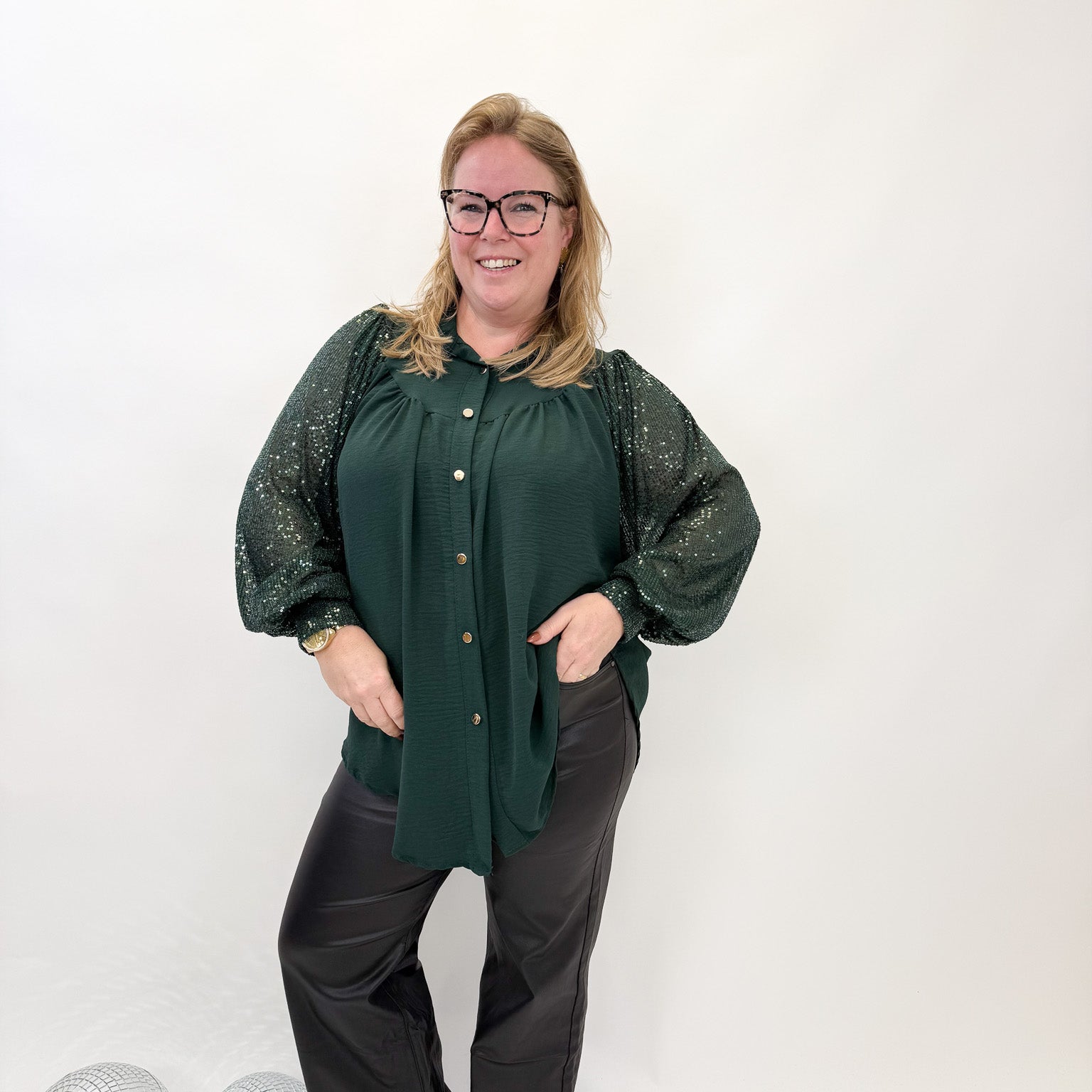 LISA BLOUSE GLITTER MOUW - 1877