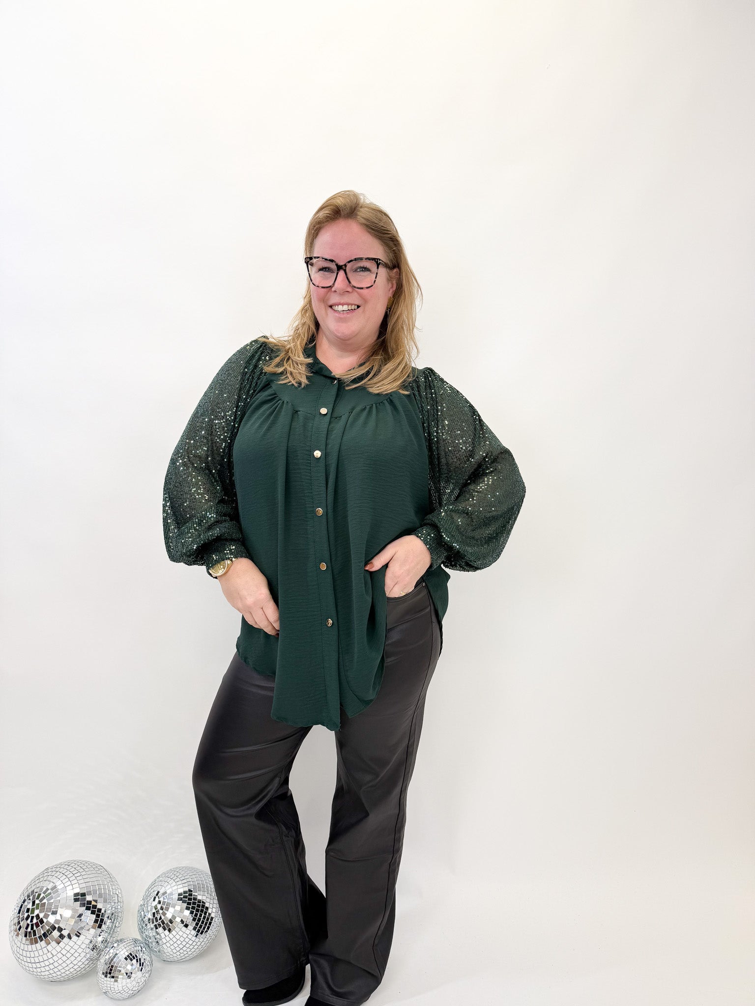 LISA BLOUSE GLITTER MOUW - 1877