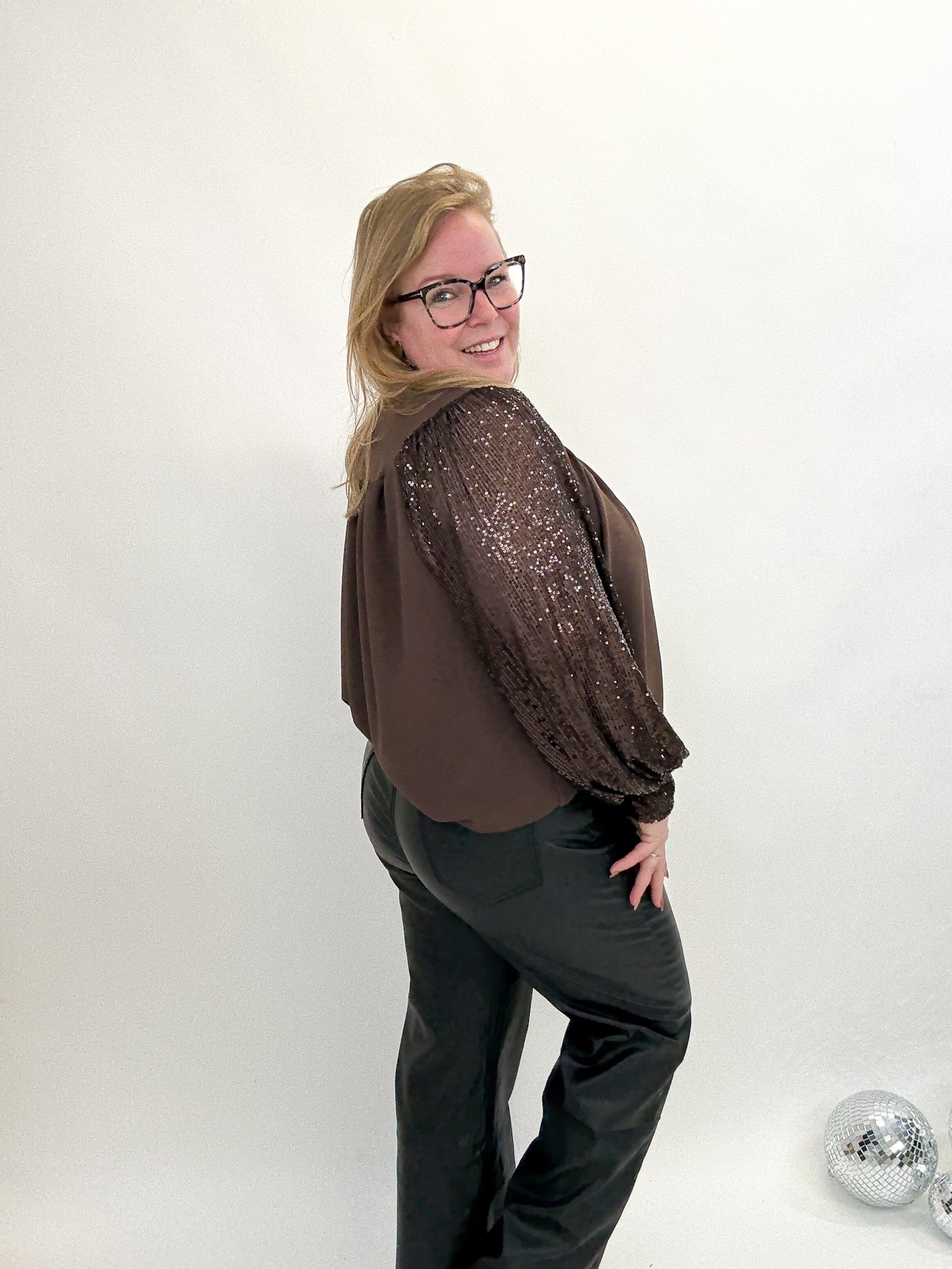 LISA BLOUSE GLITTER MOUW - 1877