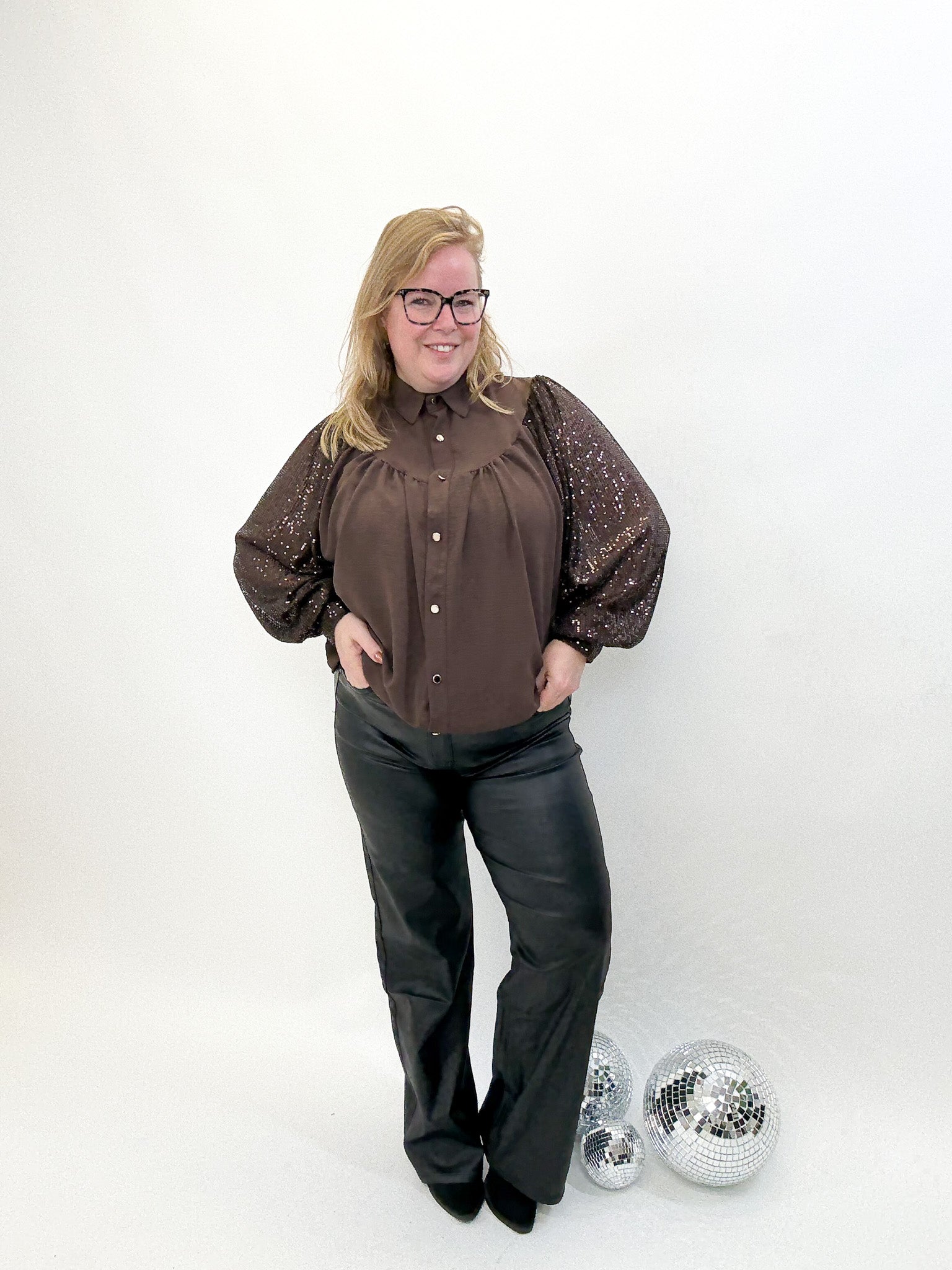 LISA BLOUSE GLITTER MOUW - 1877