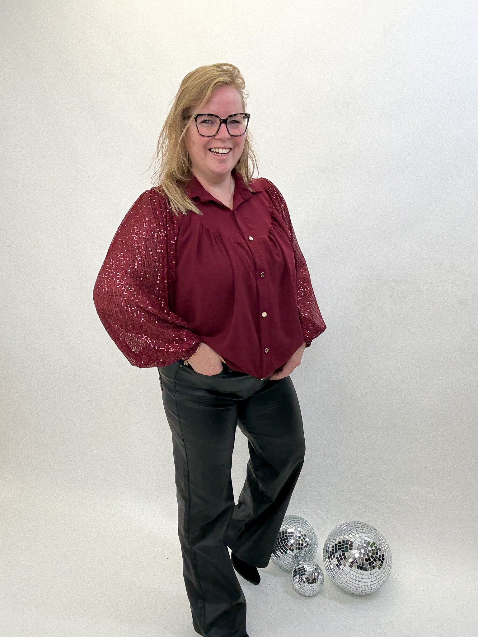 LISA BLOUSE GLITTER MOUW - 1877