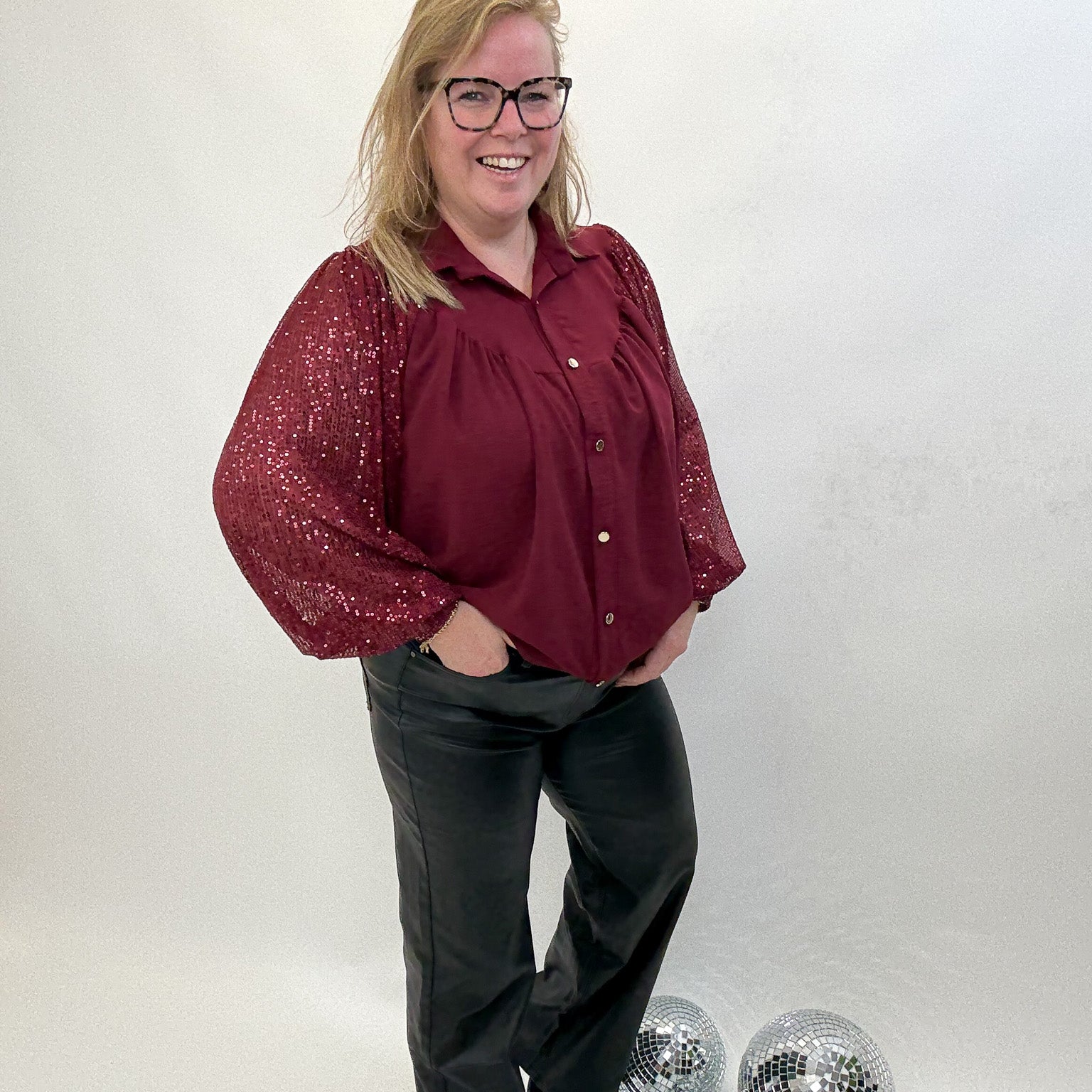 LISA BLOUSE GLITTER MOUW - 1877