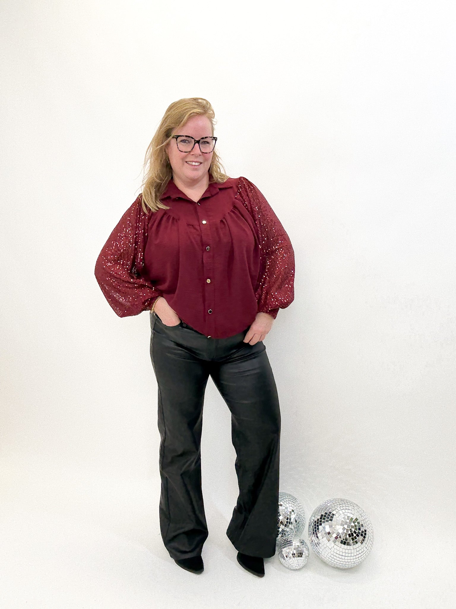 LISA BLOUSE GLITTER MOUW - 1877