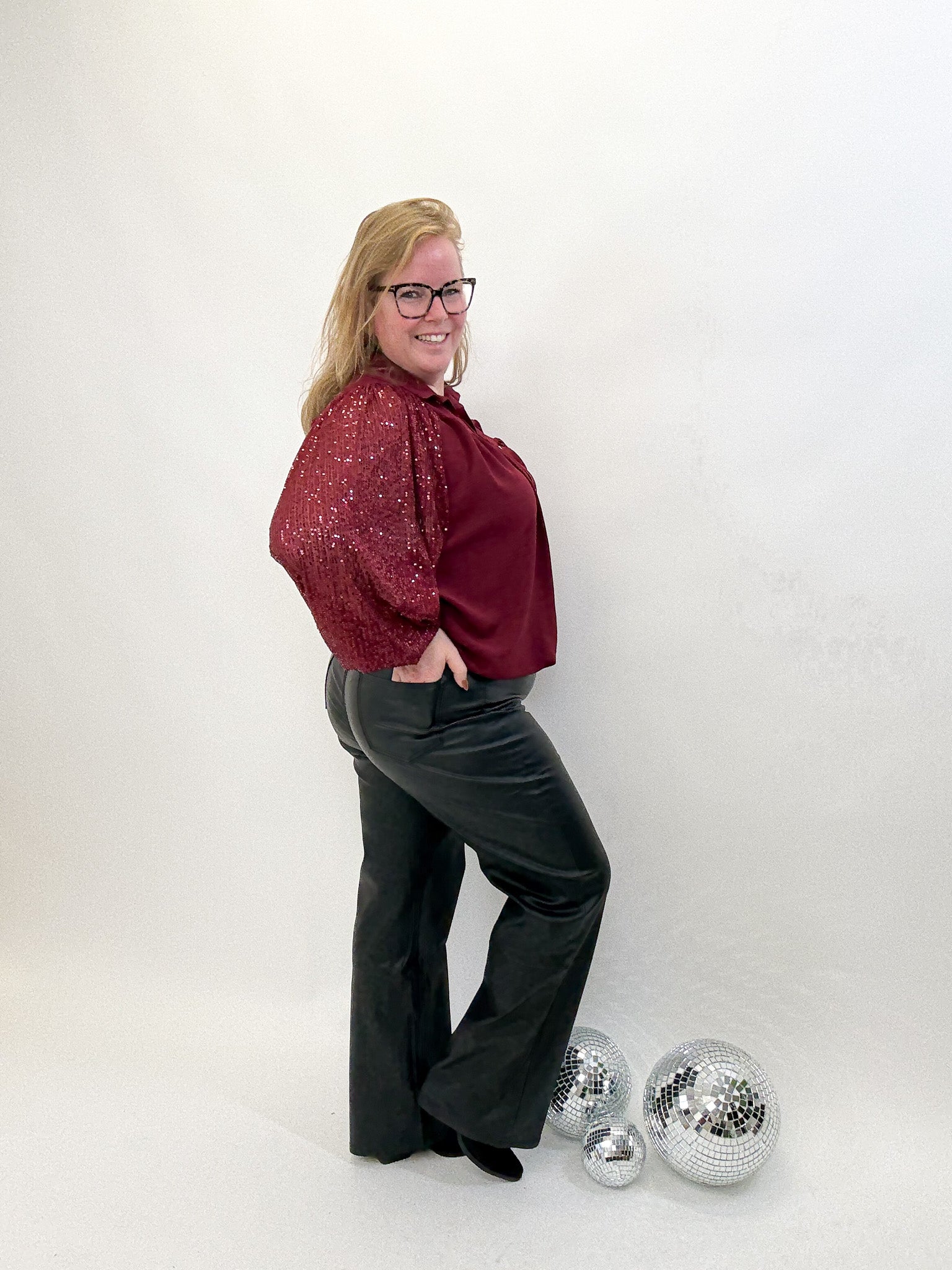 LISA BLOUSE GLITTER MOUW - 1877