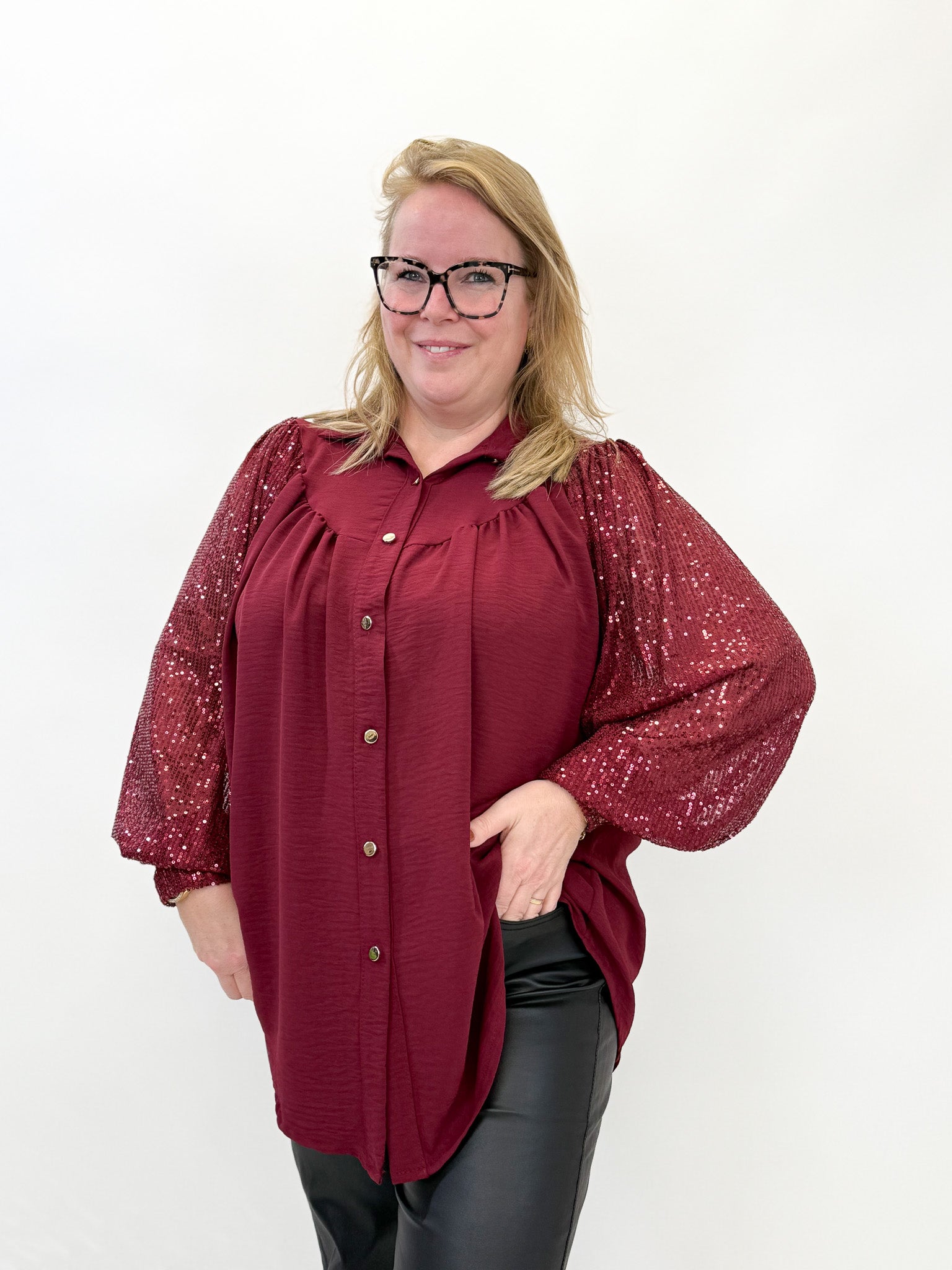 LISA BLOUSE GLITTER MOUW - 1877