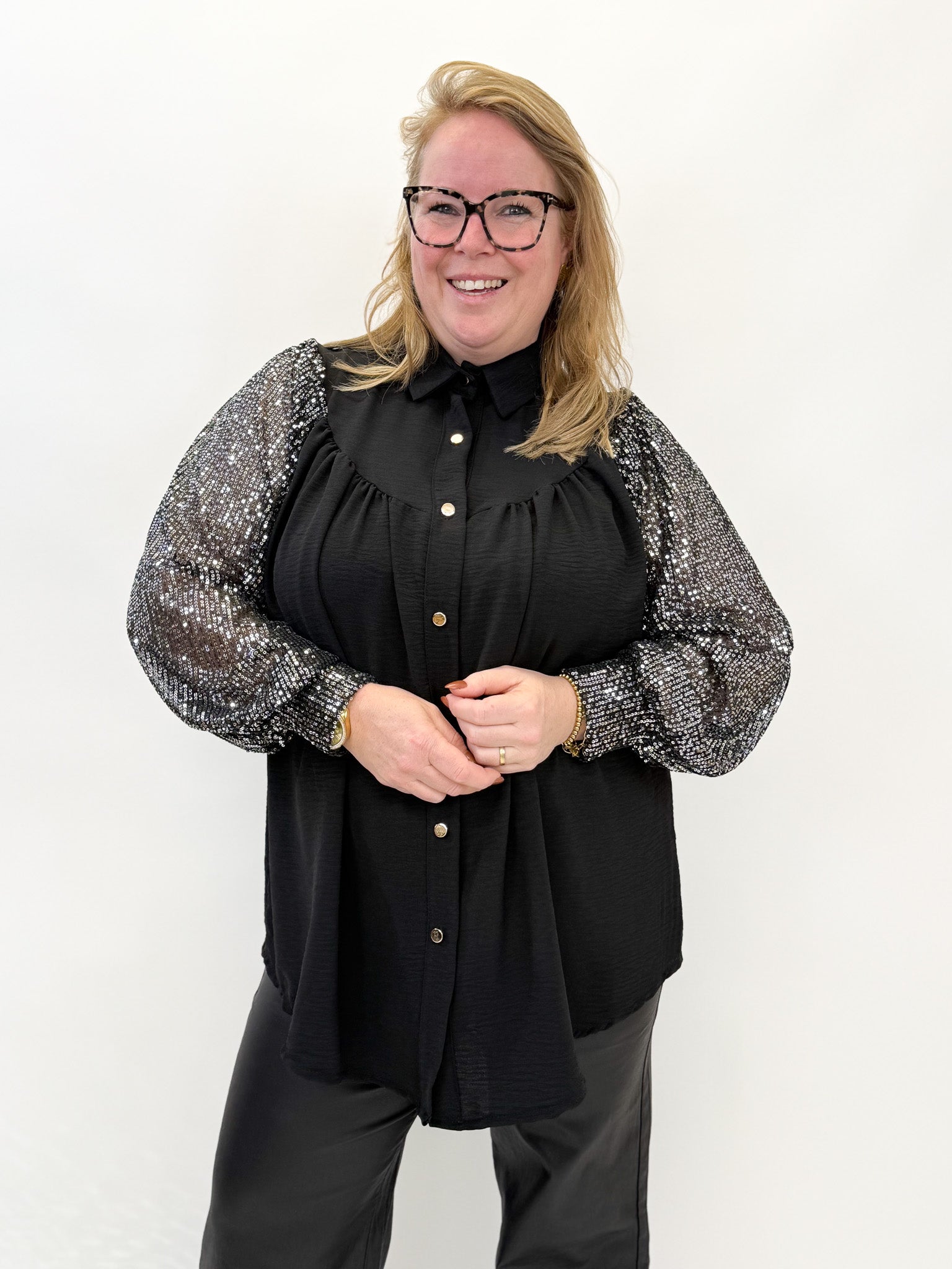 LISA BLOUSE GLITTER MOUW - 1877