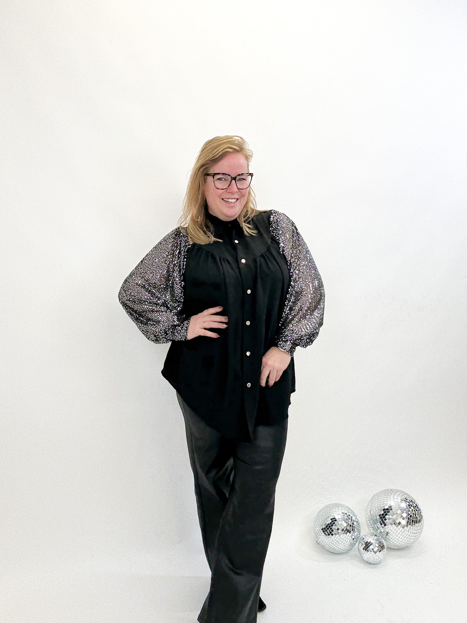 LISA BLOUSE GLITTER MOUW - 1877