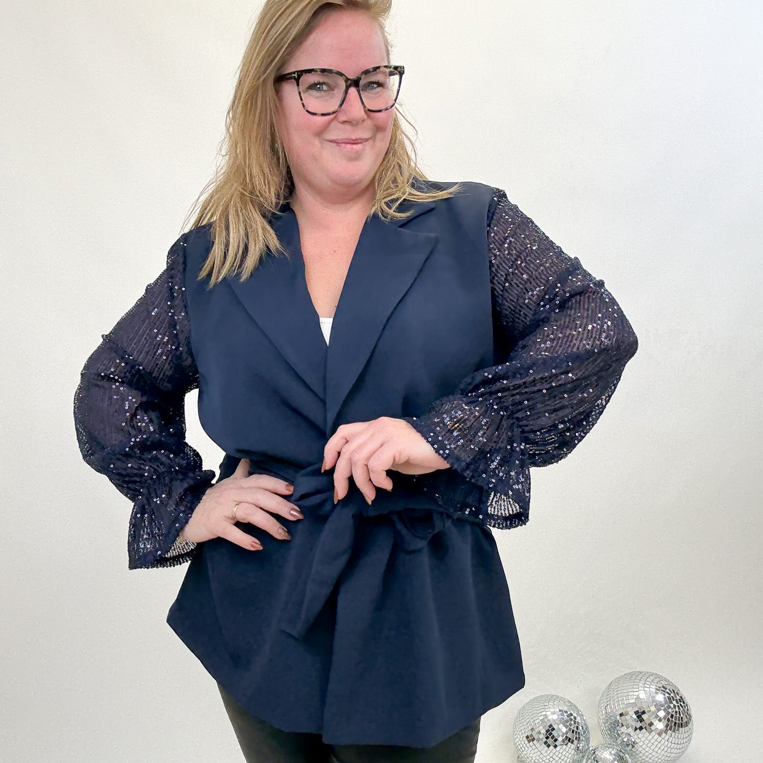 BLAZER MET GLITTER MOUW -1876