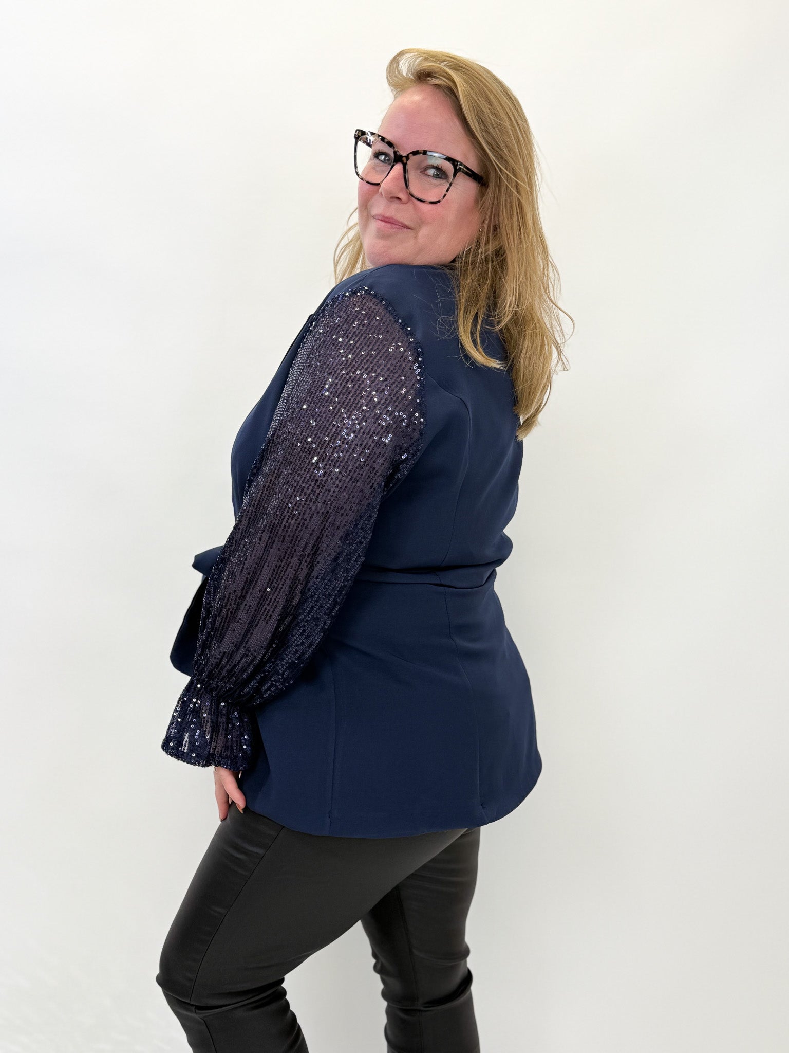 BLAZER MET GLITTER MOUW -1876