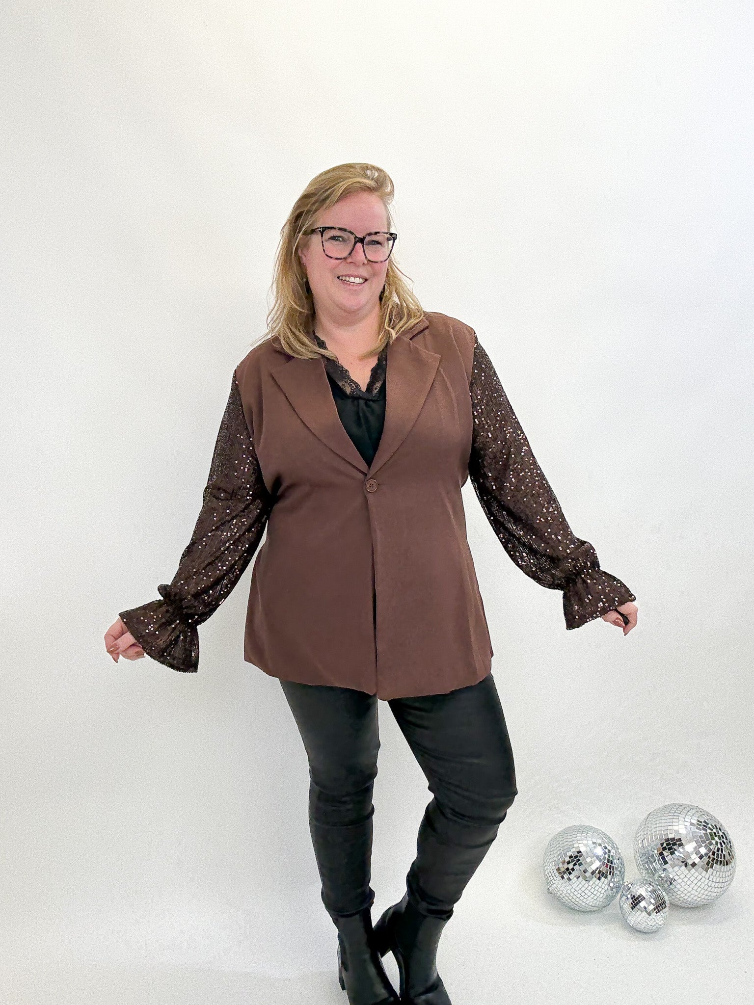 BLAZER MET GLITTER MOUW -1876