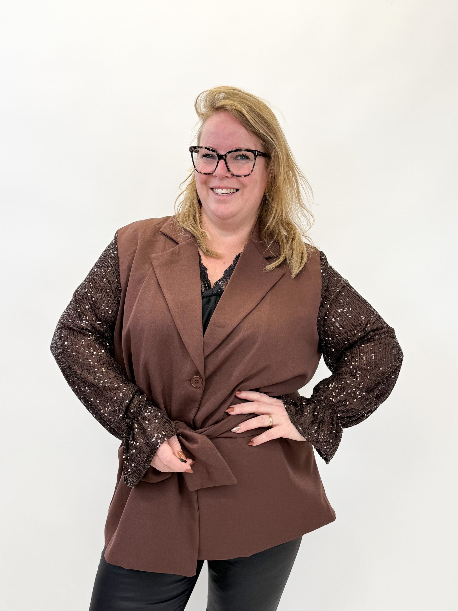 BLAZER MET GLITTER MOUW -1876