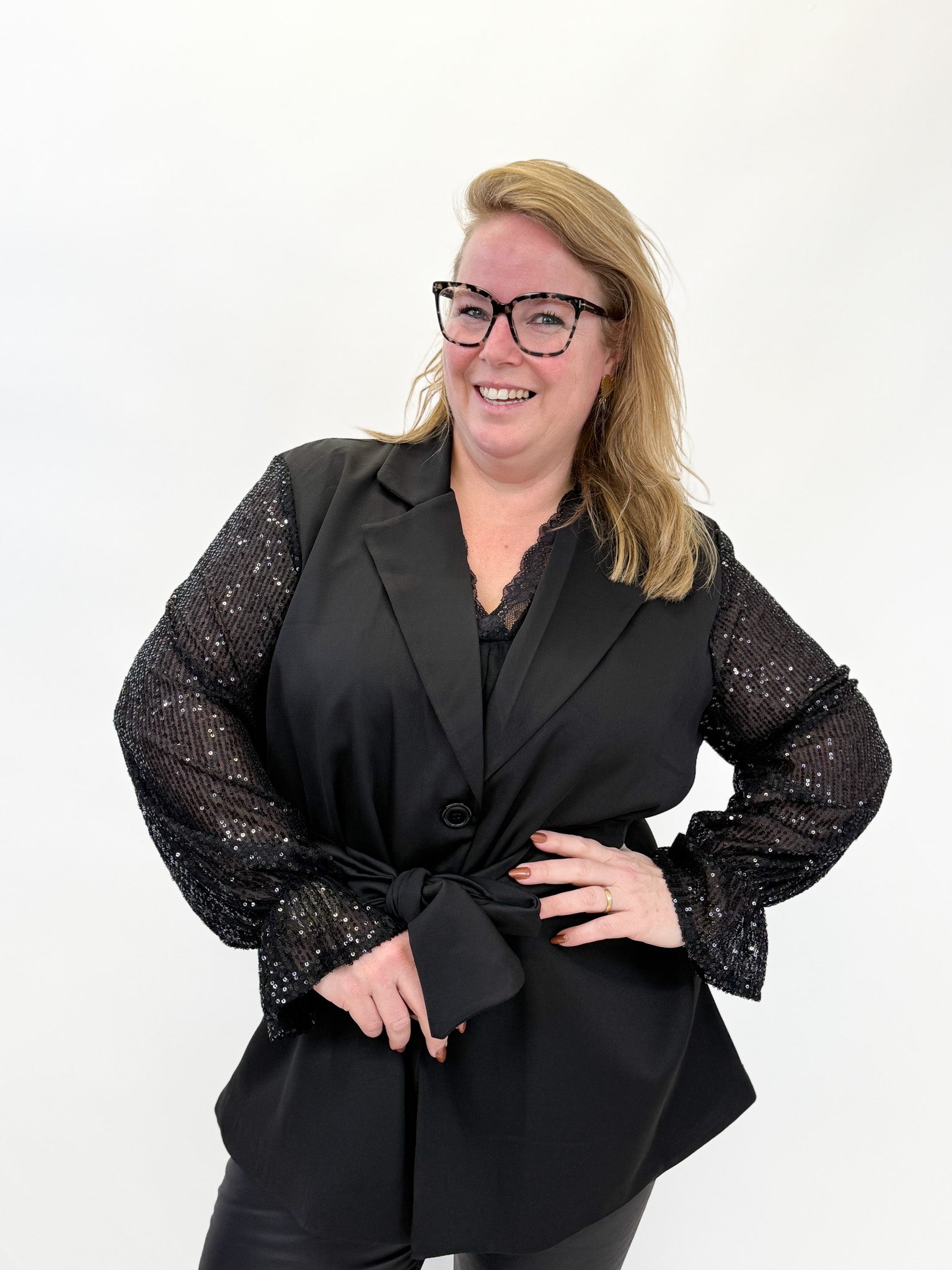 BLAZER MET GLITTER MOUW -1876