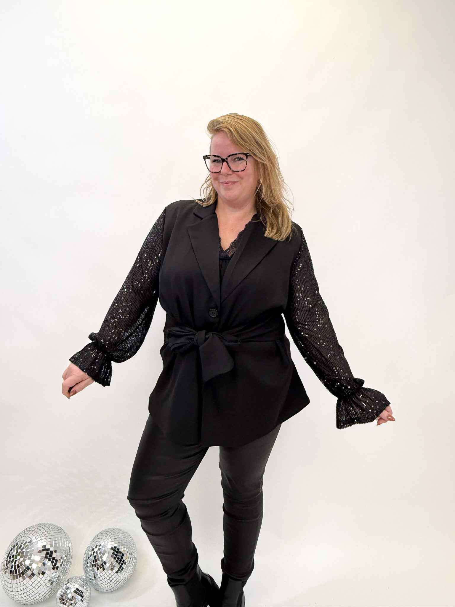 BLAZER MET GLITTER MOUW -1876