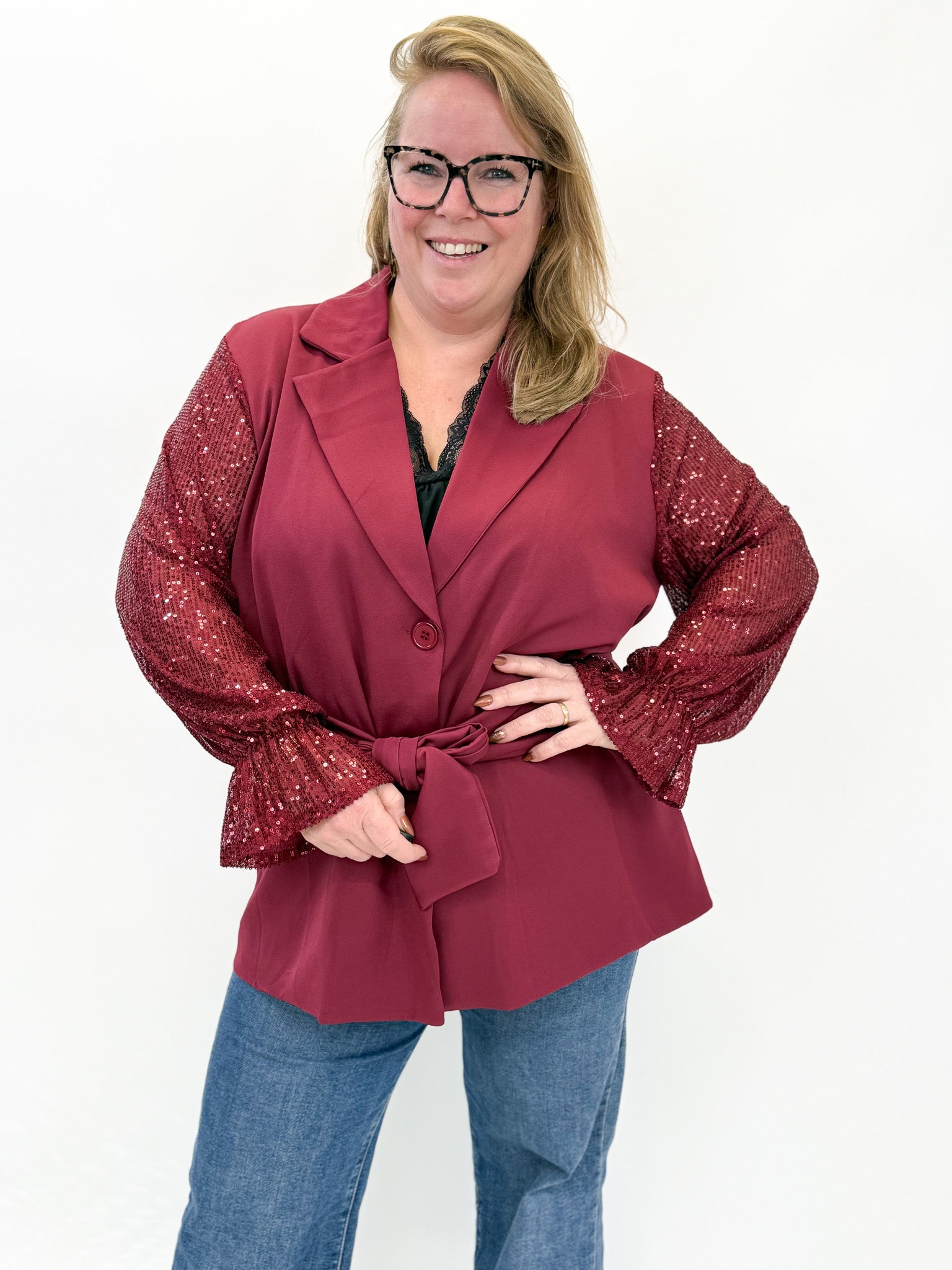 BLAZER MET GLITTER MOUW -1876