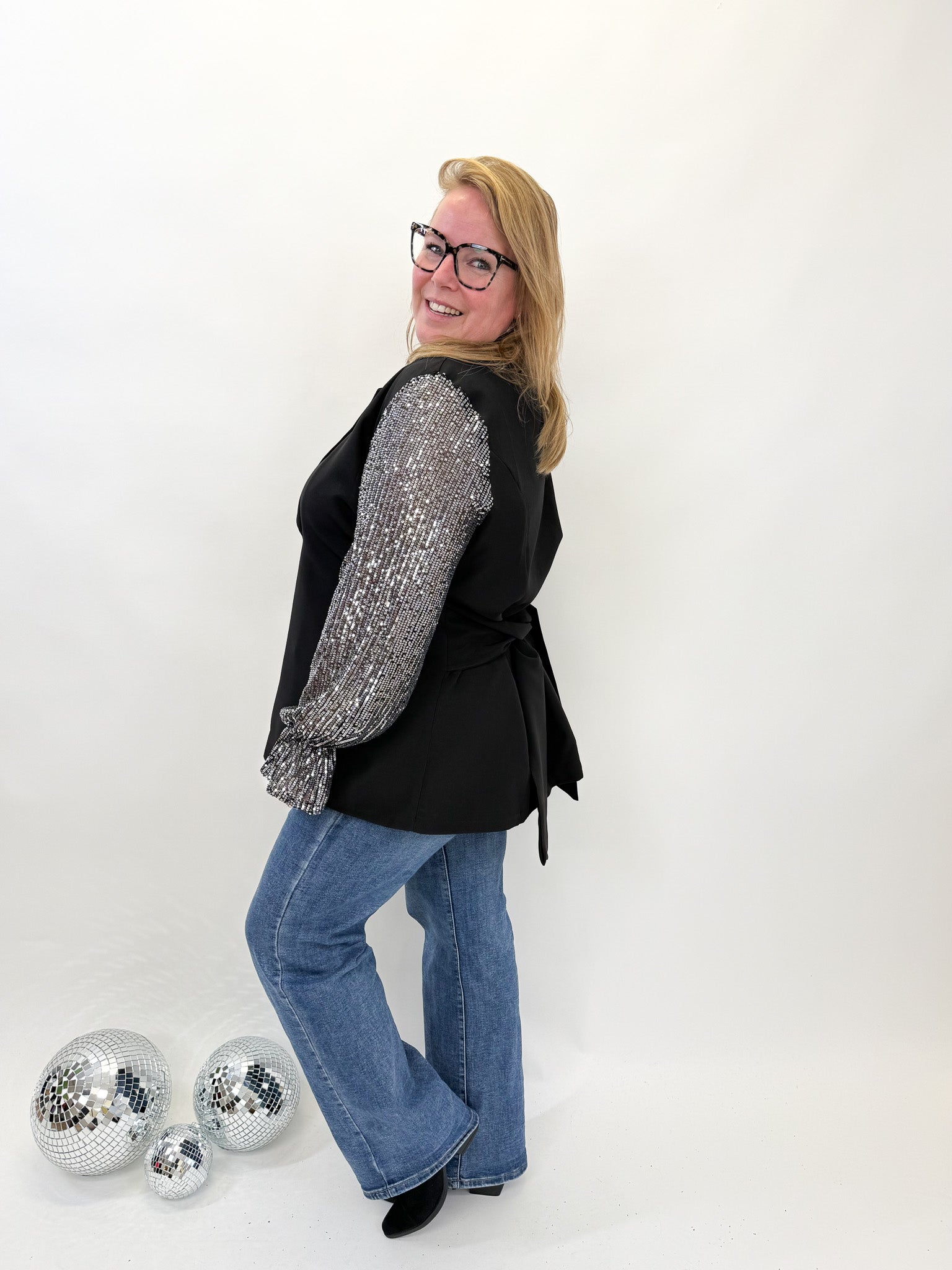 BLAZER MET GLITTER MOUW -1876