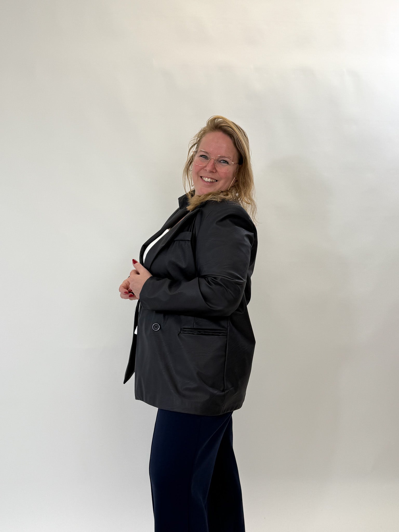 LINNIES LEATHER LOOK BLAZER MARINE