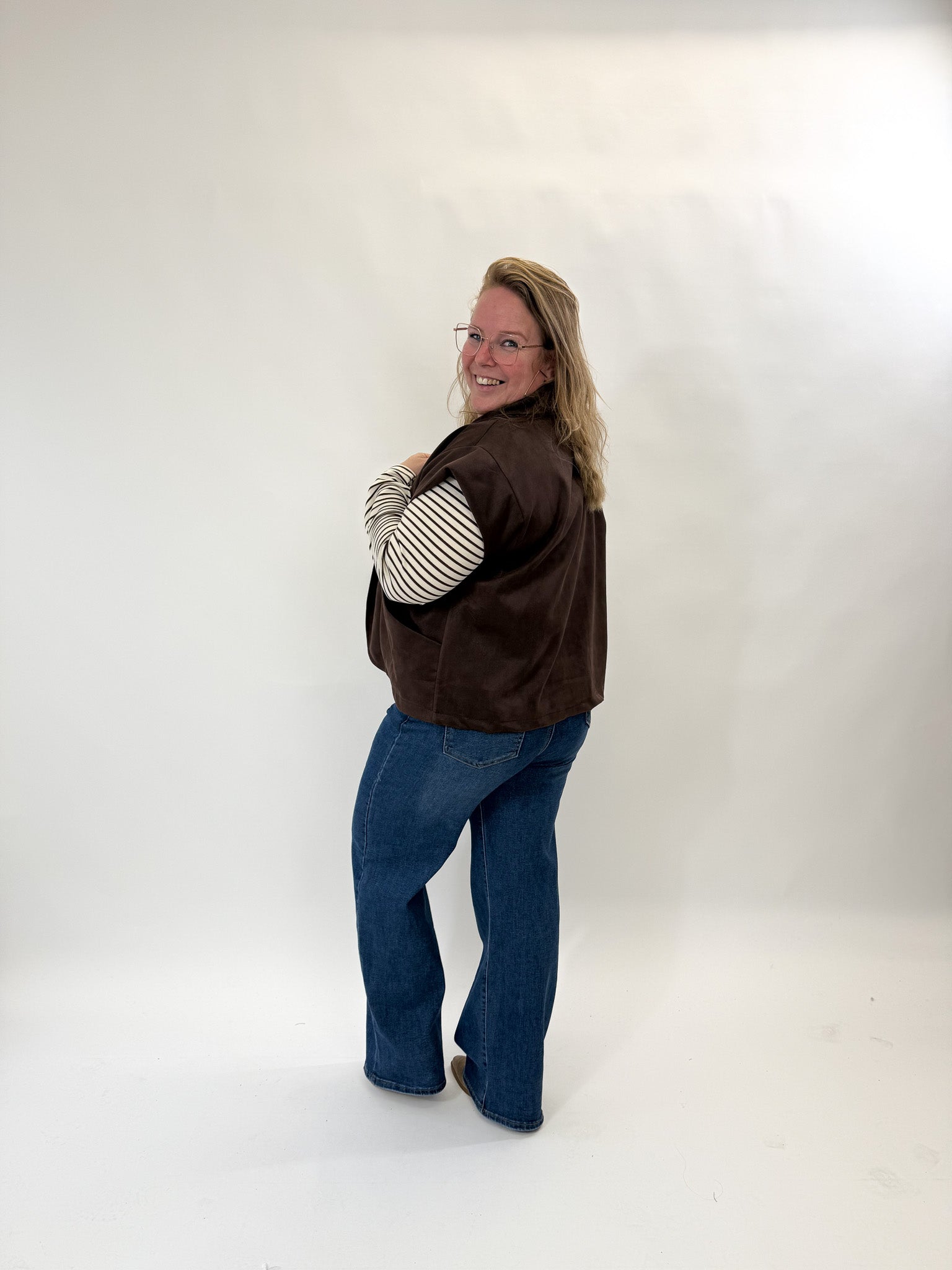 LINNIES SUEDE LOOK GILET ESPRESSO
