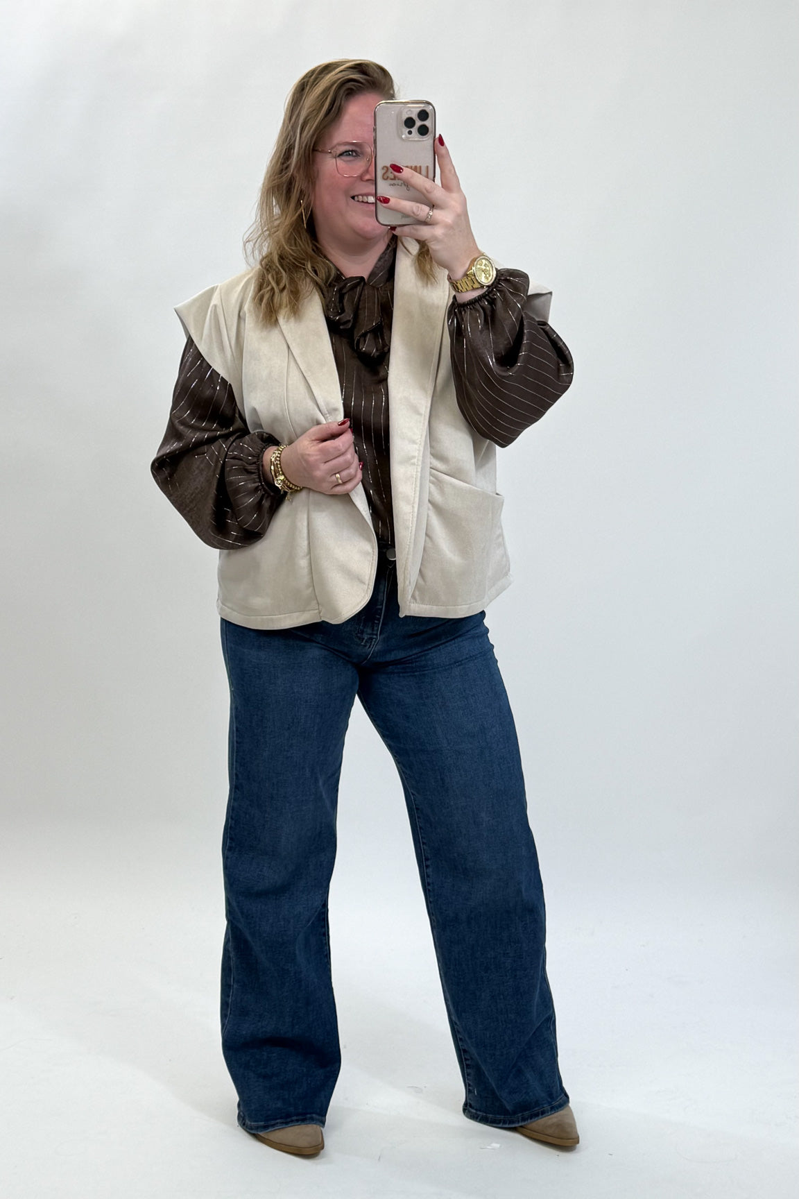 LINNIES SUEDE LOOK GILET BEIGE