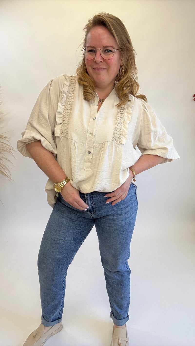 OVERSIZED RUFFEL BLOUSE - 1356