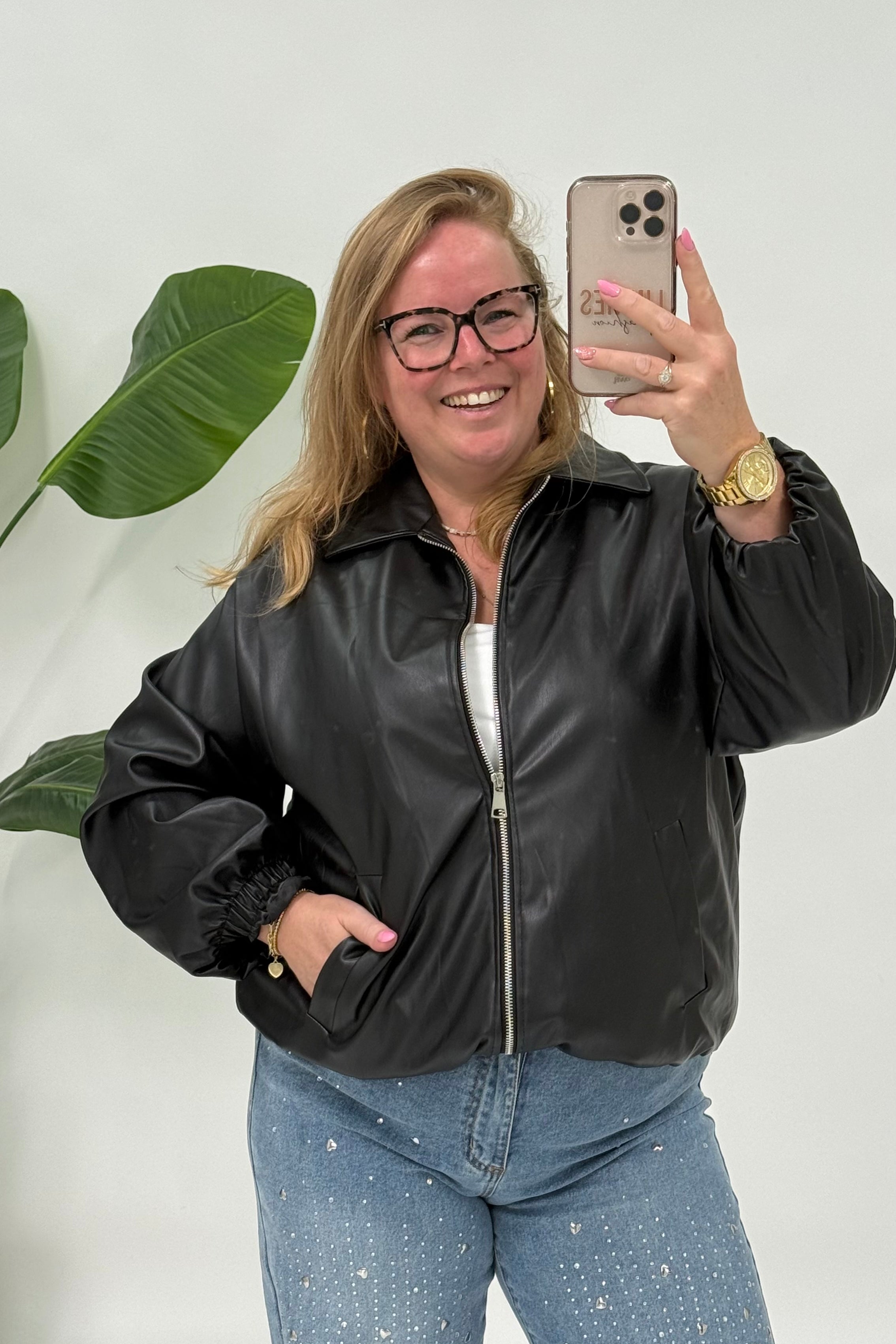 LEATHER LOOK BALLON JACKET - 2161