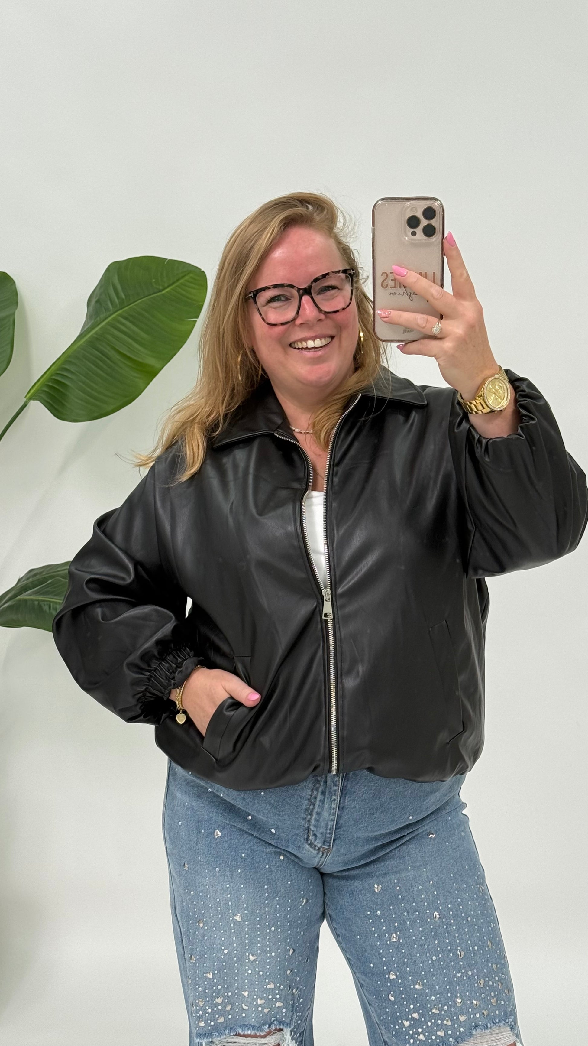 LEATHER LOOK BALLON JACKET - 2161