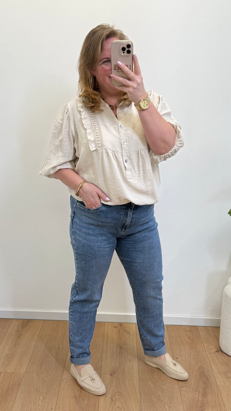 OVERSIZED RUFFEL BLOUSE - 1356
