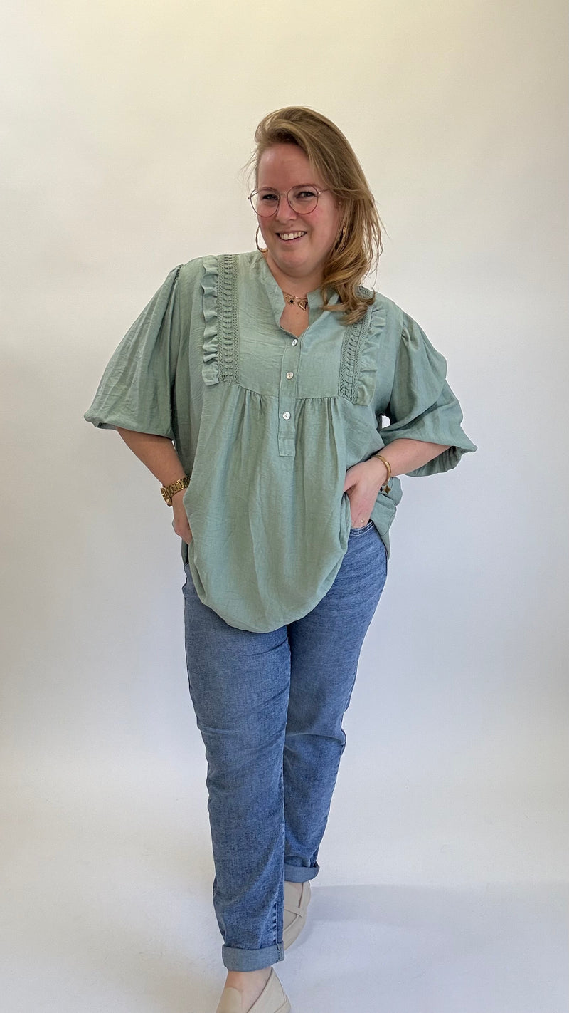 OVERSIZED RUFFEL BLOUSE - 1356
