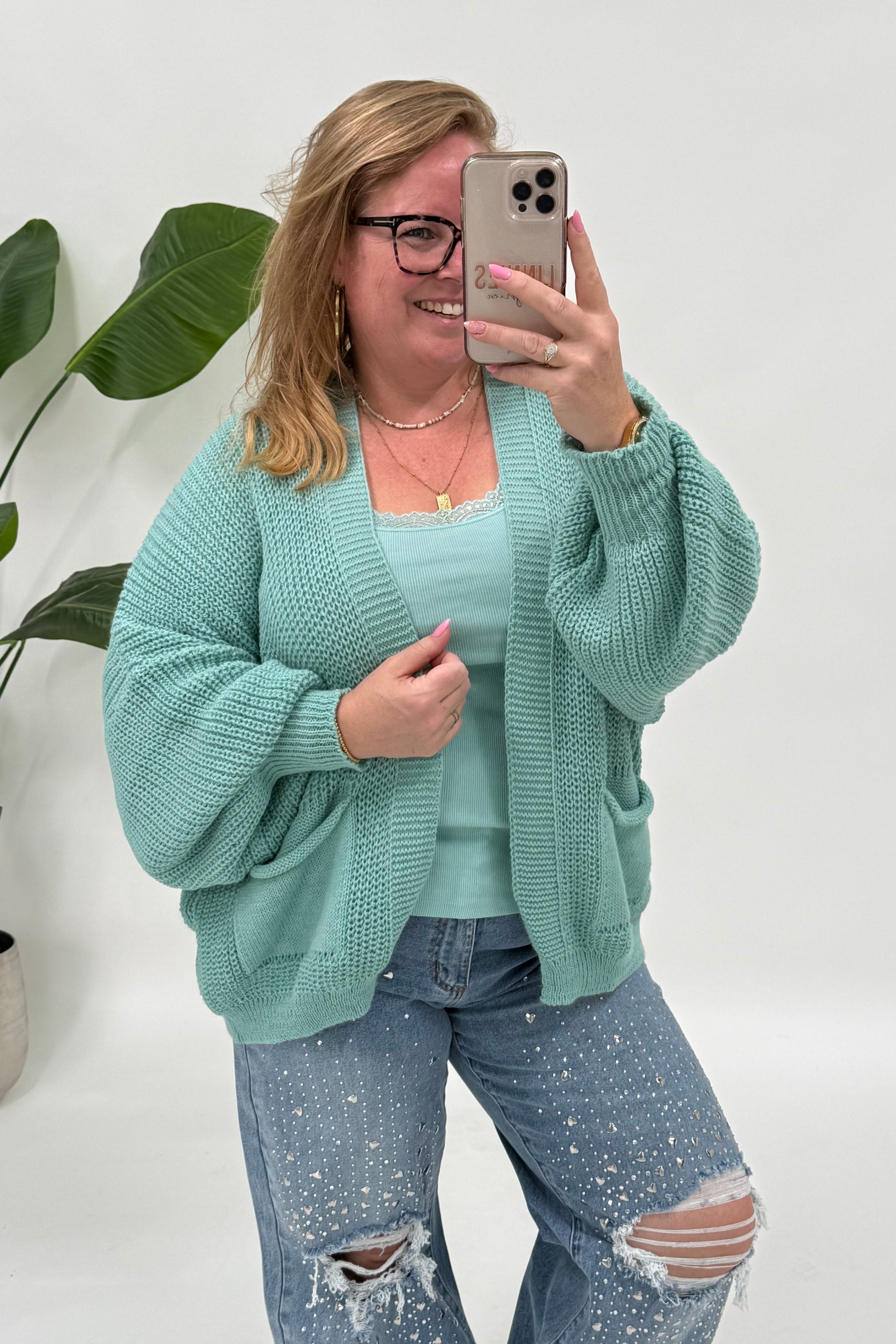 VEST NIVA KORT LINNIES ZEEGROEN
